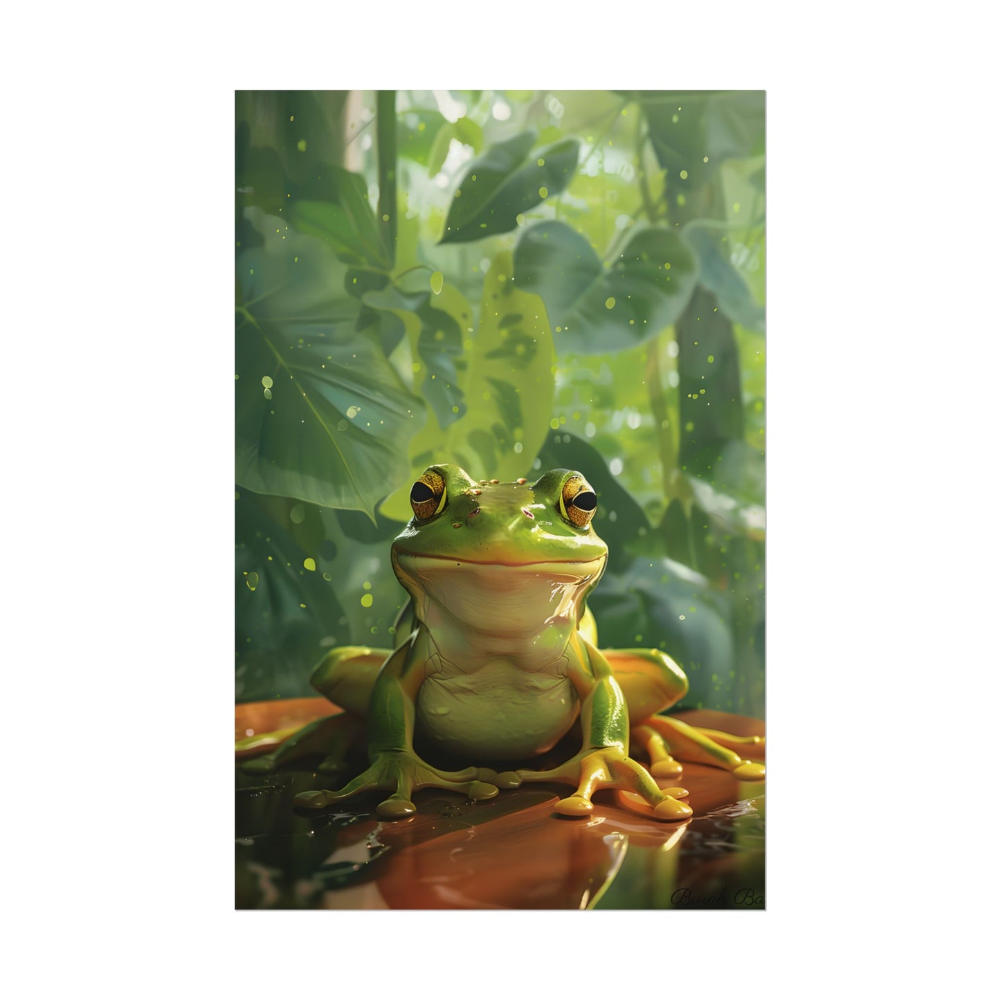 Whimsical Frog Oasis: A Peaceful Lily Pad Scene - Poster