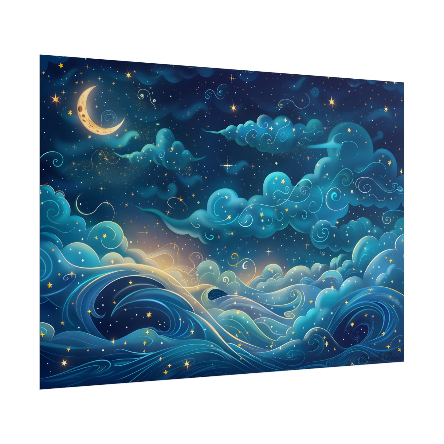 Twinkling Stellar Night Sky: Whimsical Dreamy Artwork - Poster