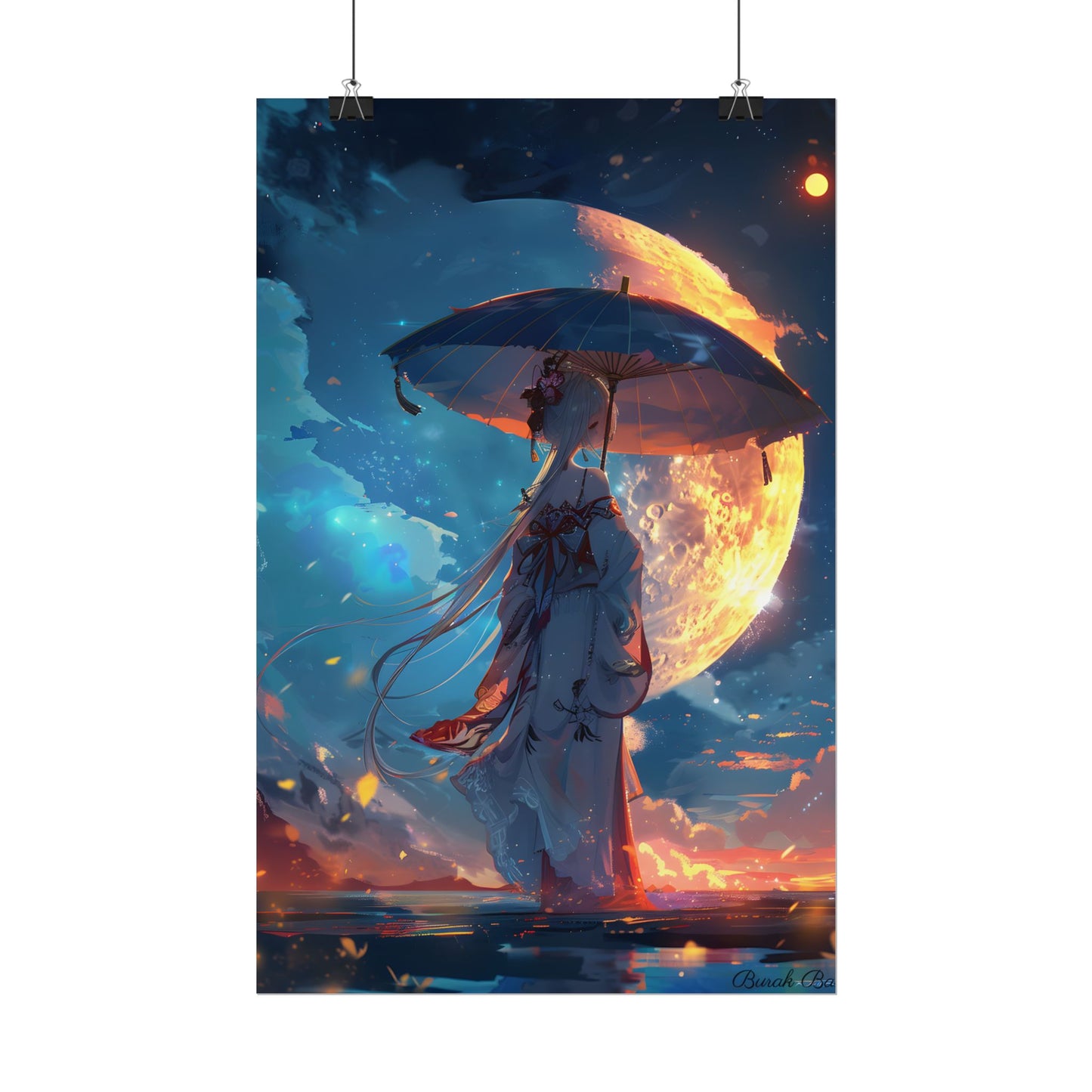Winter Anime Girl: Holding Umbrella in Snowy Scene - Poster