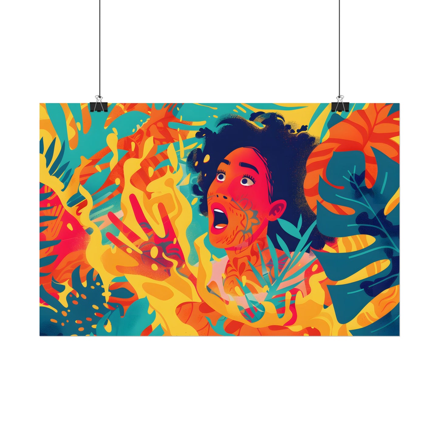 Whimsical Plant Illustration: Digital Cartoon Art - Poster