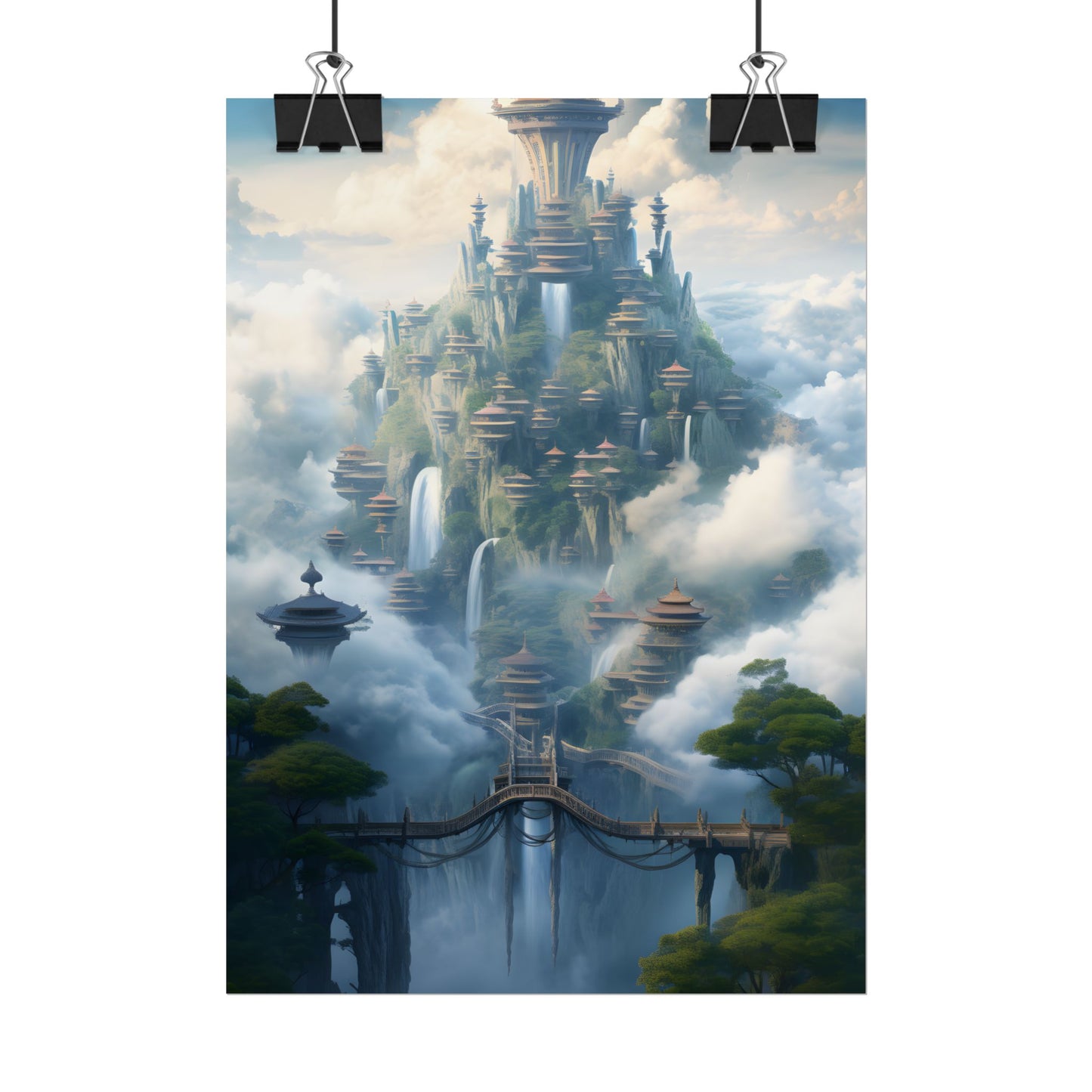 Surreal Floating City: Celestial Fantasy Realm Artwork - Poster