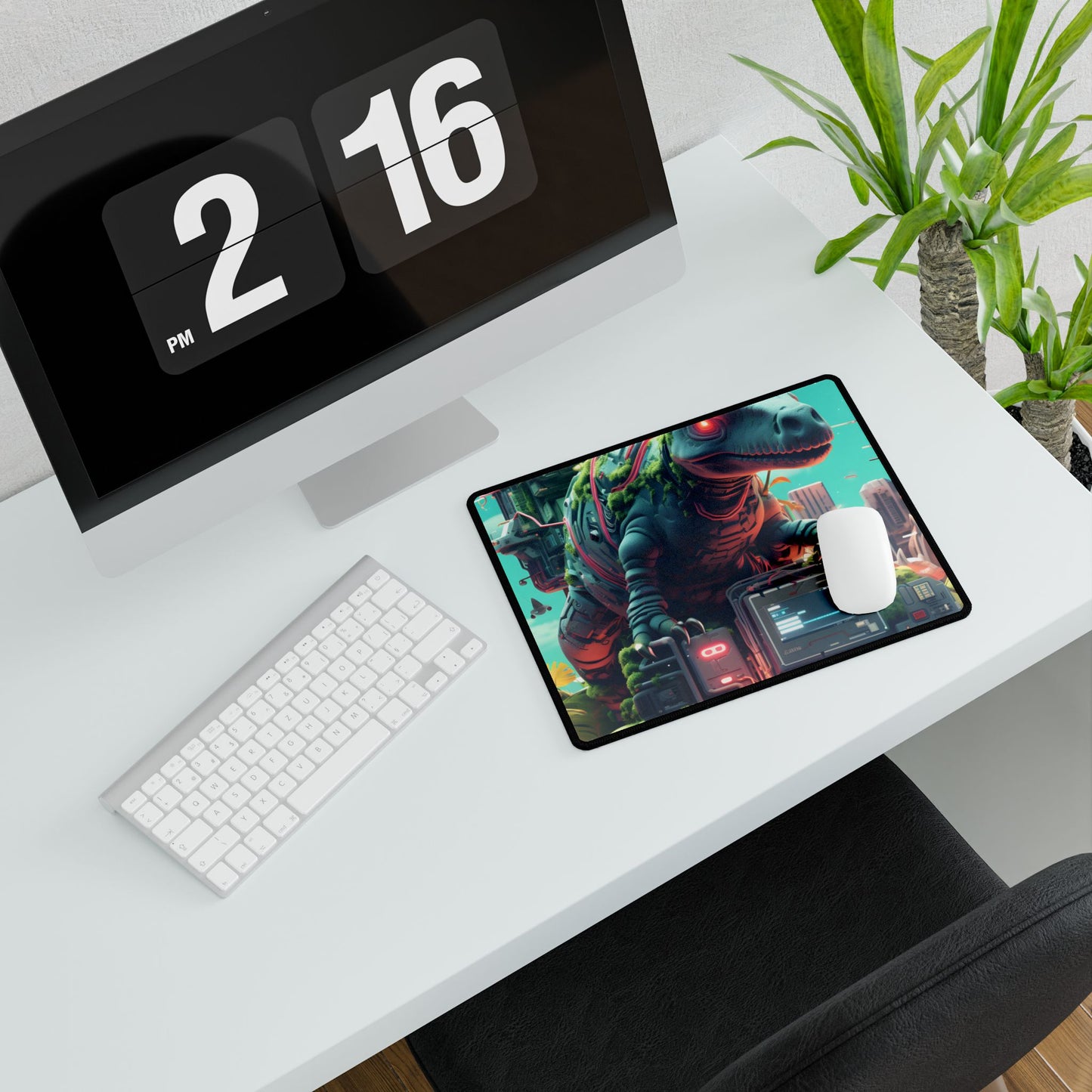 Futuristic Urban Cyber-Pets: Gamified Pixelated Friends - Desk Mat