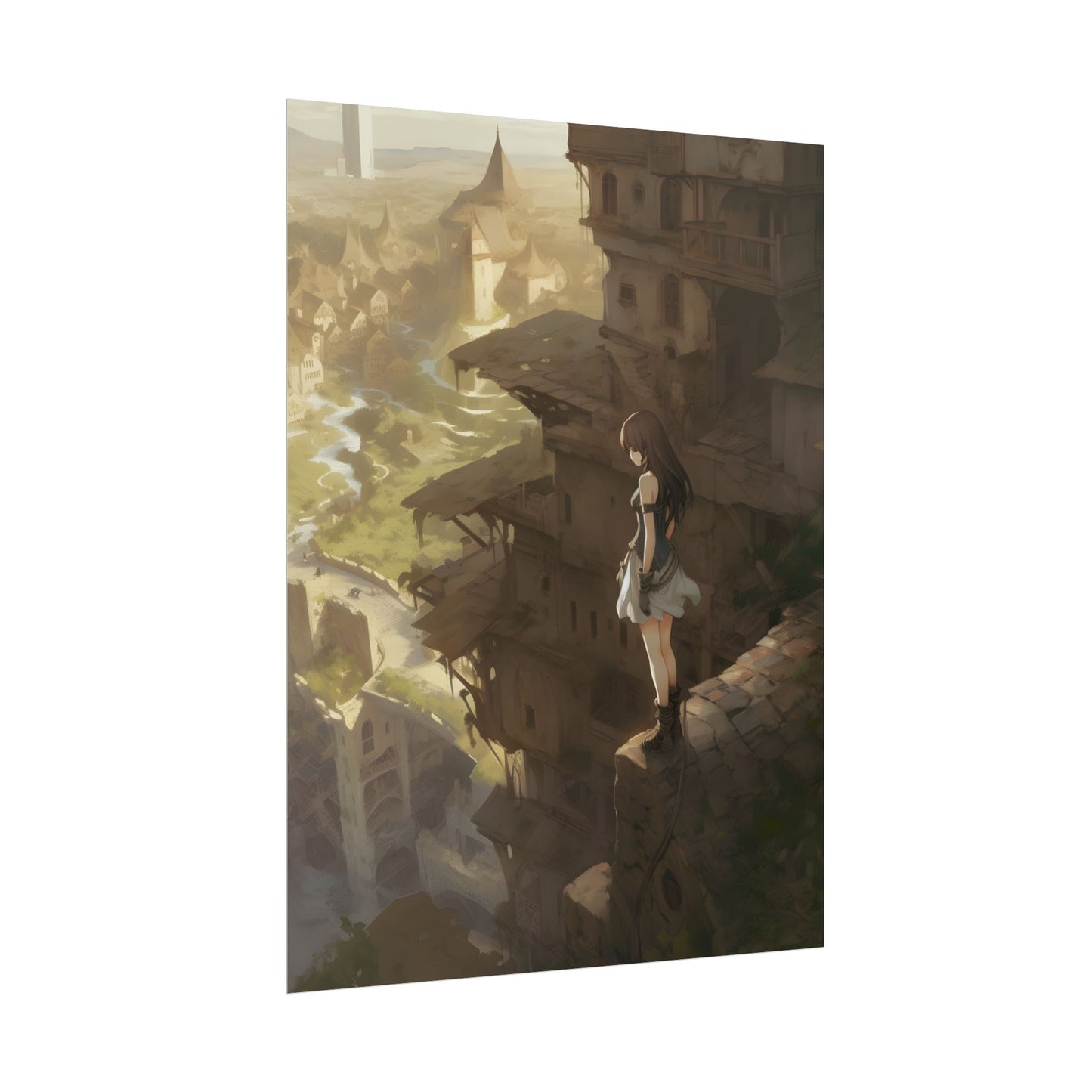 Anime Bird in Flight: Feathered Friend Soaring Through Air - Poster