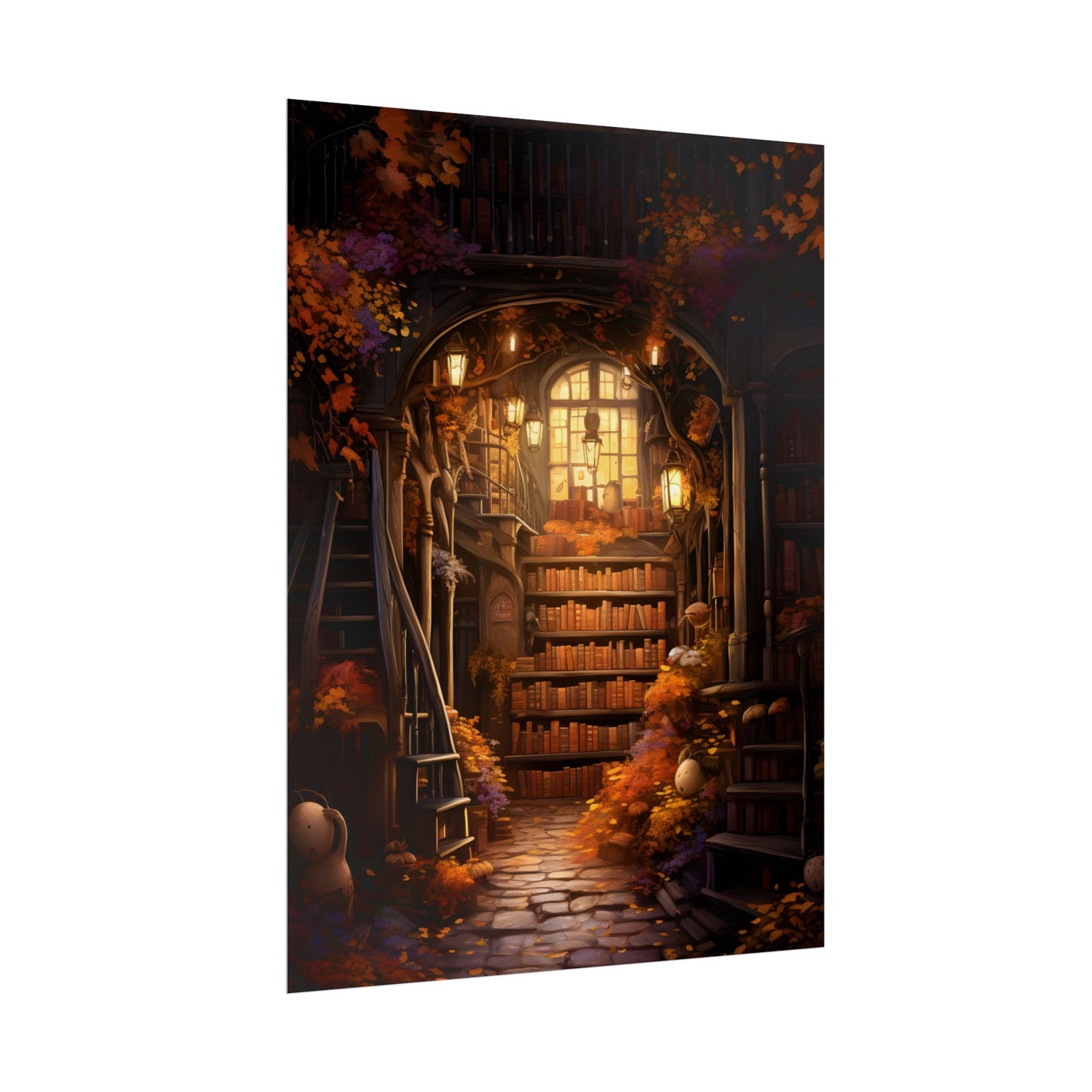 Whimsical Magical Bookshop: Enchanting Artwork in a Hidden Corner - Poster