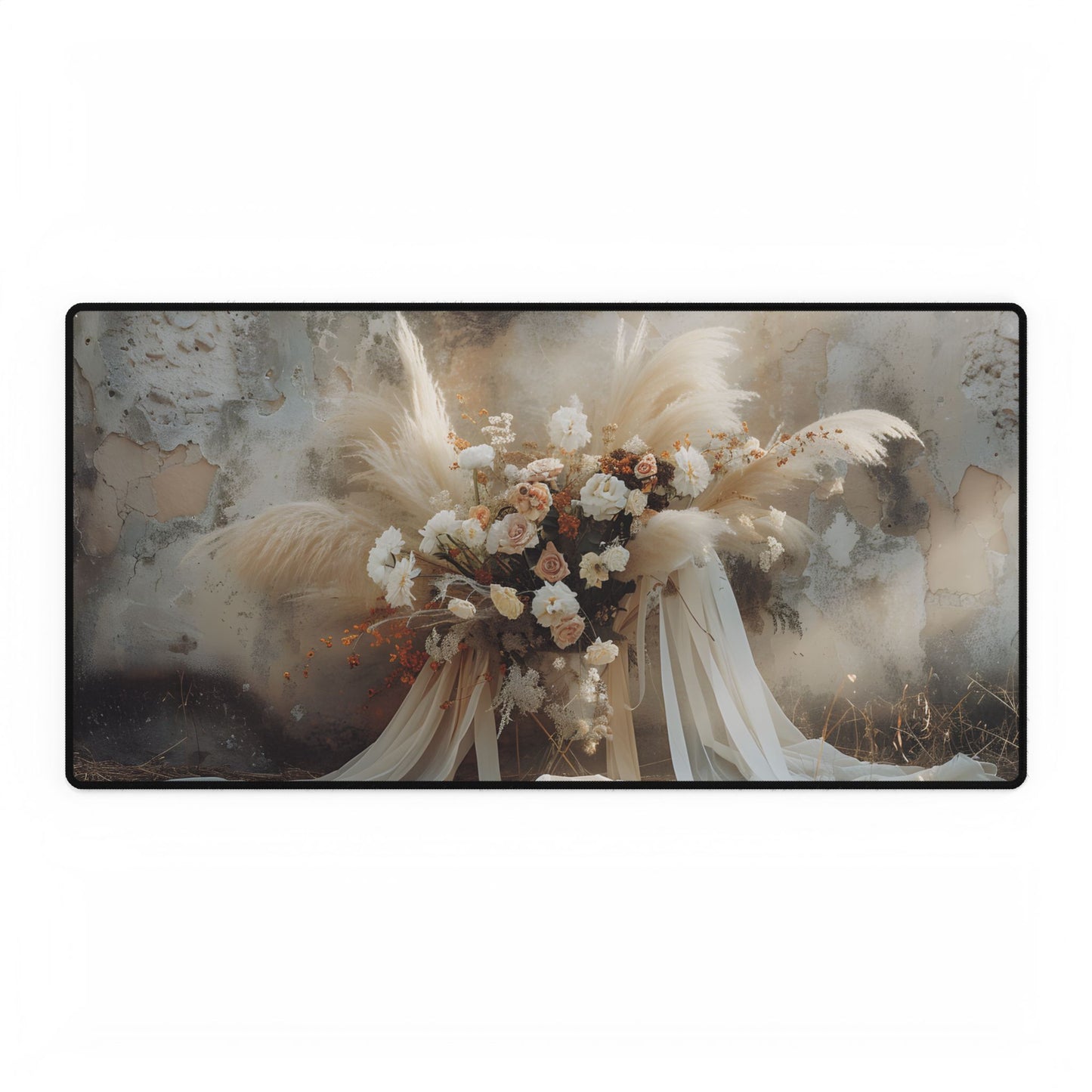 Whimsical Floral Bloom: Pampas Grass Artwork - Desk Mat