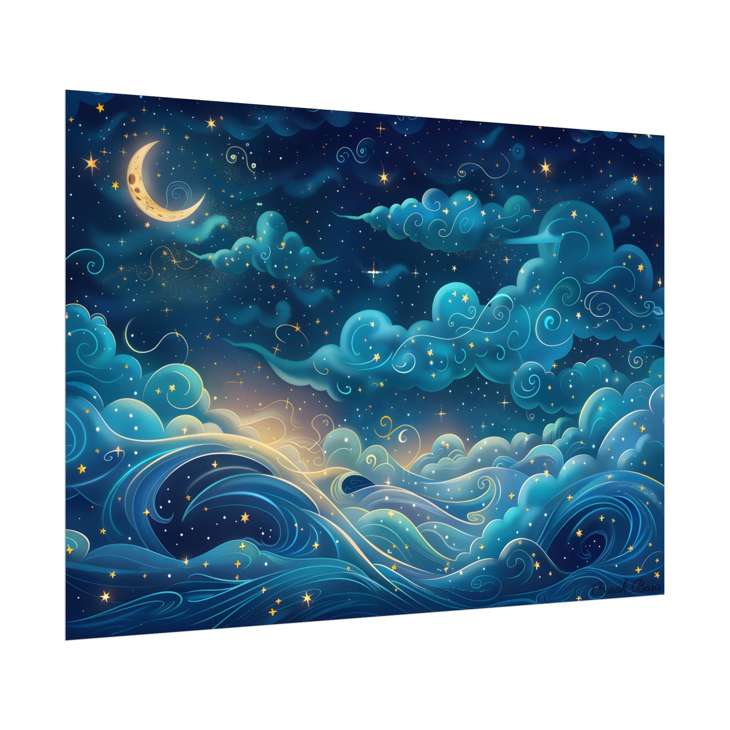 Twinkling Stellar Night Sky: Whimsical Dreamy Artwork - Poster