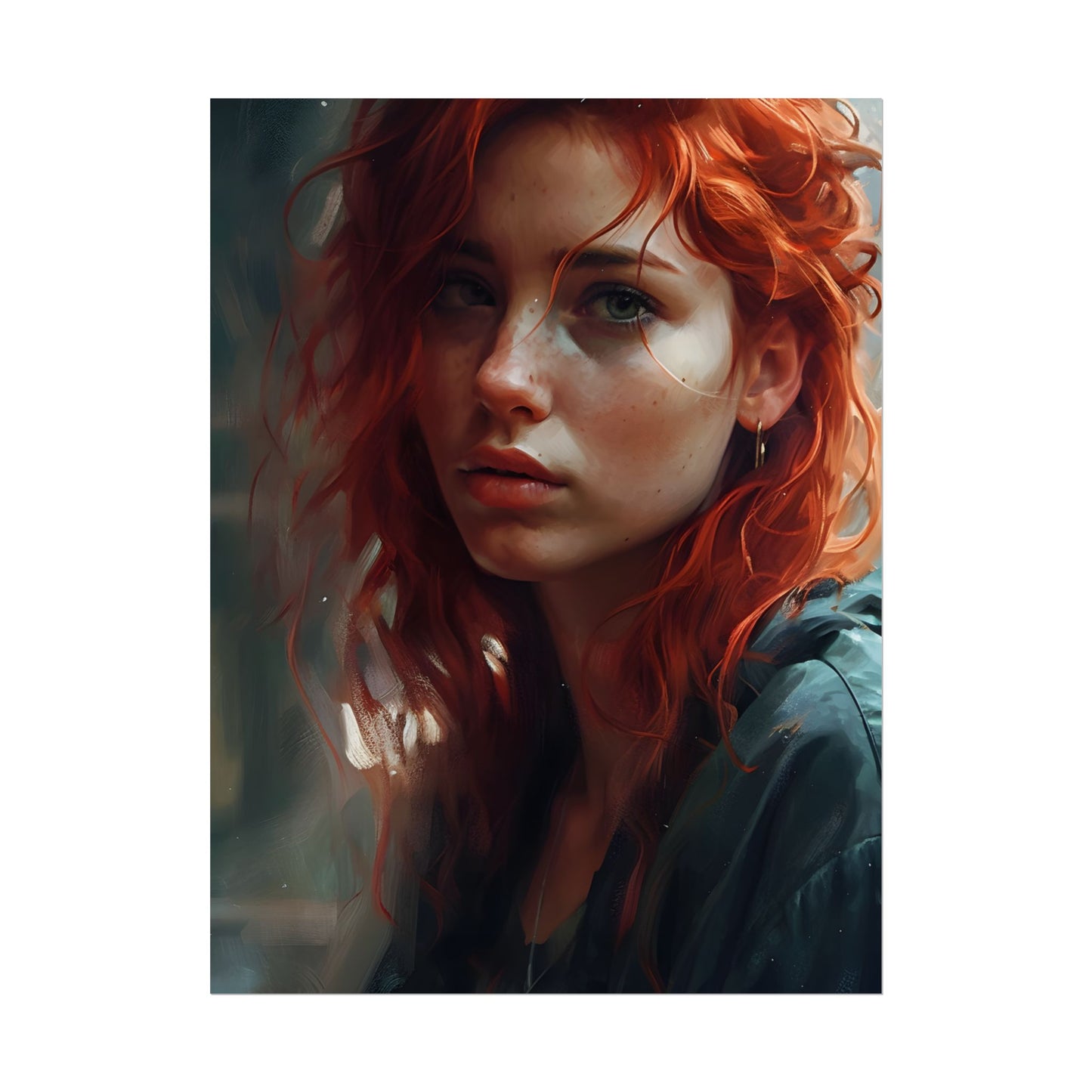 Astonishing Redhead Portrait: Realistic Artwork - Poster