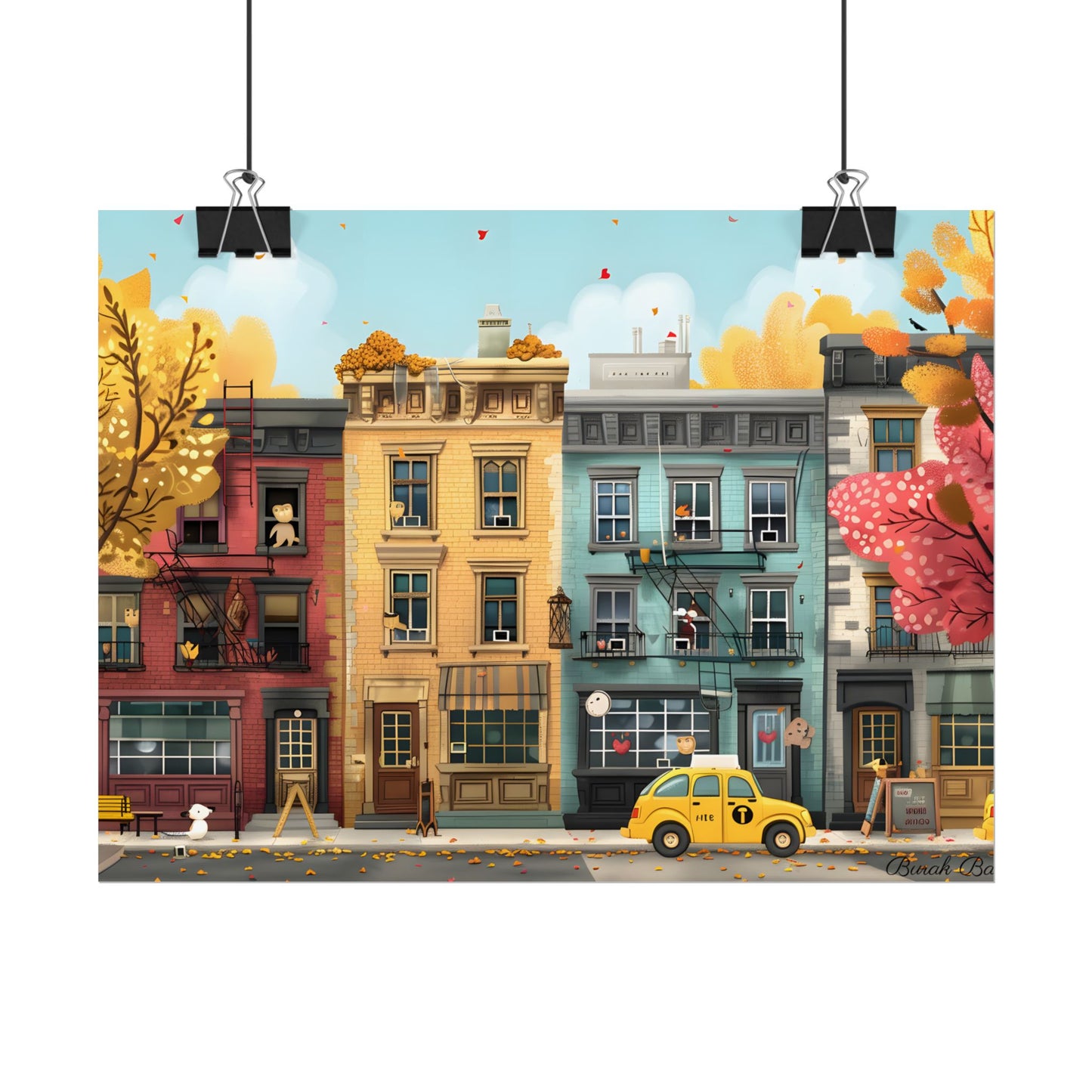 Whimsical Wonder: Playful Yellow Building Illustration - Poster