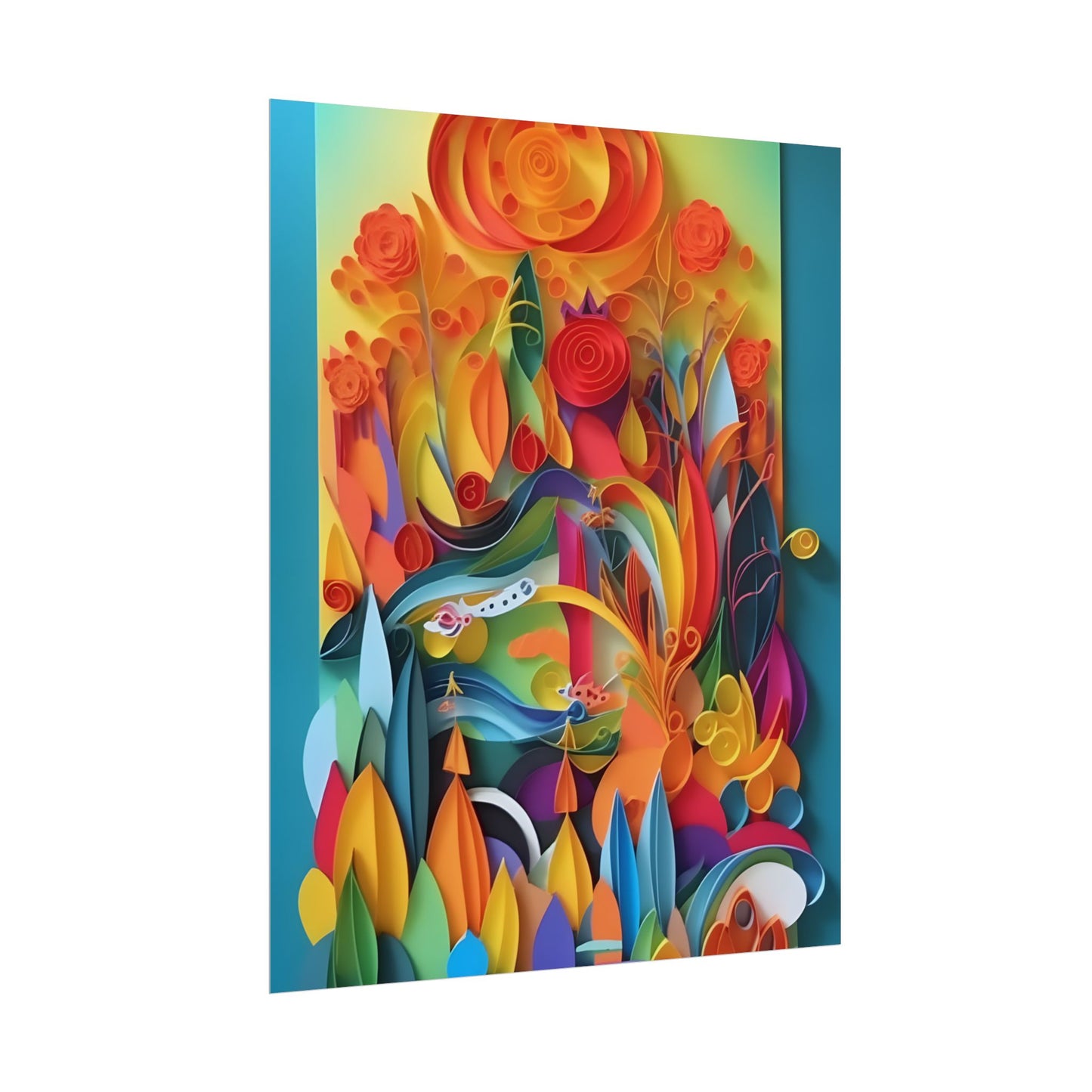 Colorful Quilled Indian Landscape Artwork - Poster
