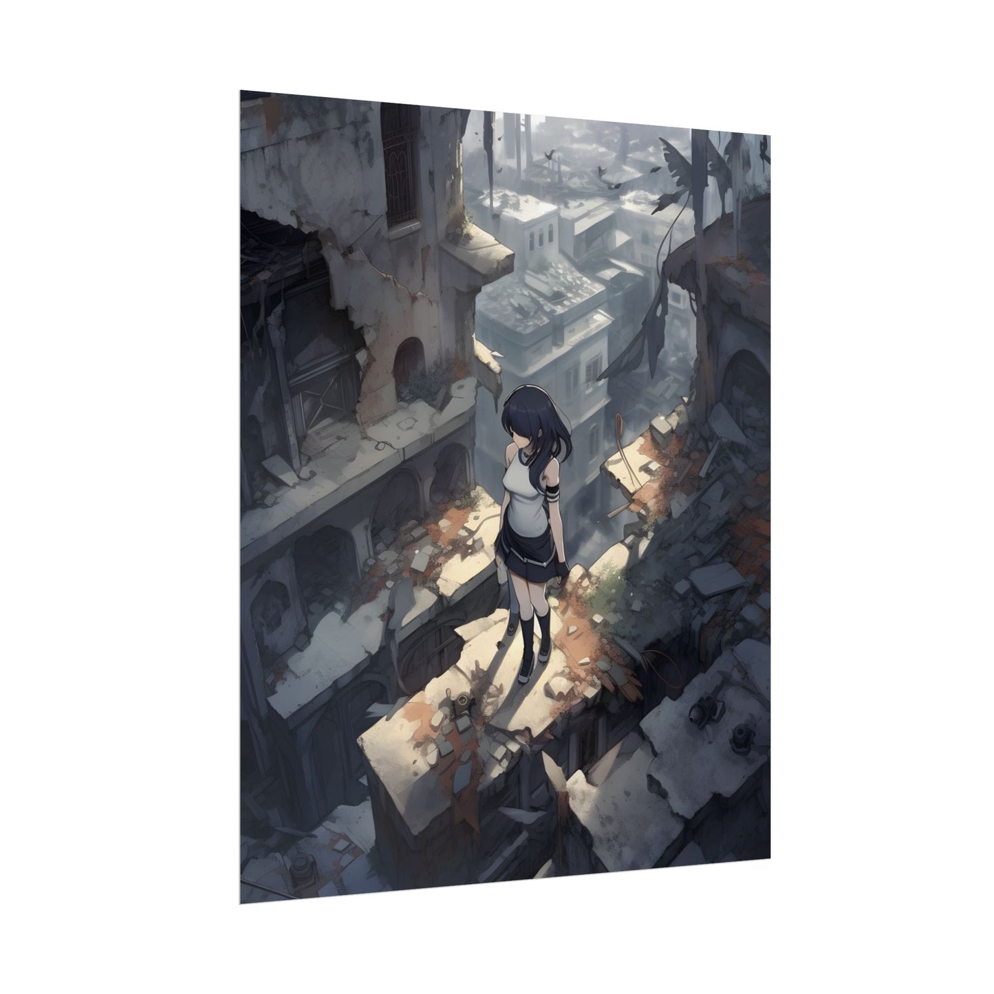 Anime Bird in Flight: Delicate Details in Mid-Air - Poster
