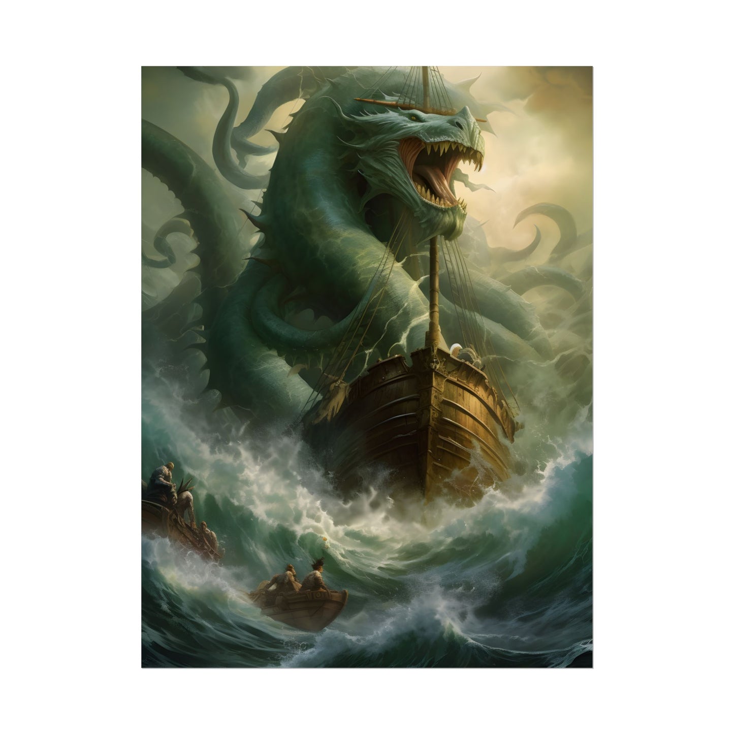 Ancient Mythical Sea Monsters: Prehistoric Marine Creature Art - Poster