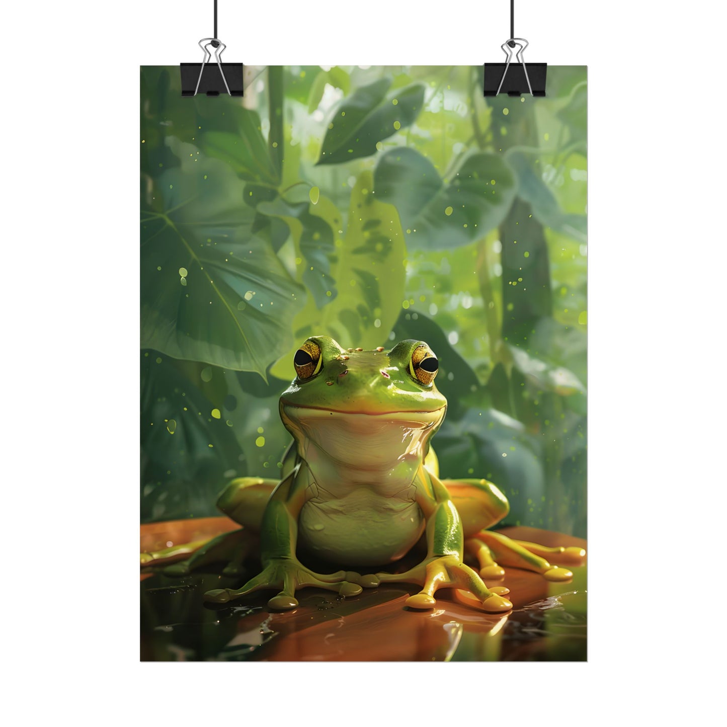 Whimsical Frog Oasis: A Peaceful Lily Pad Scene - Poster