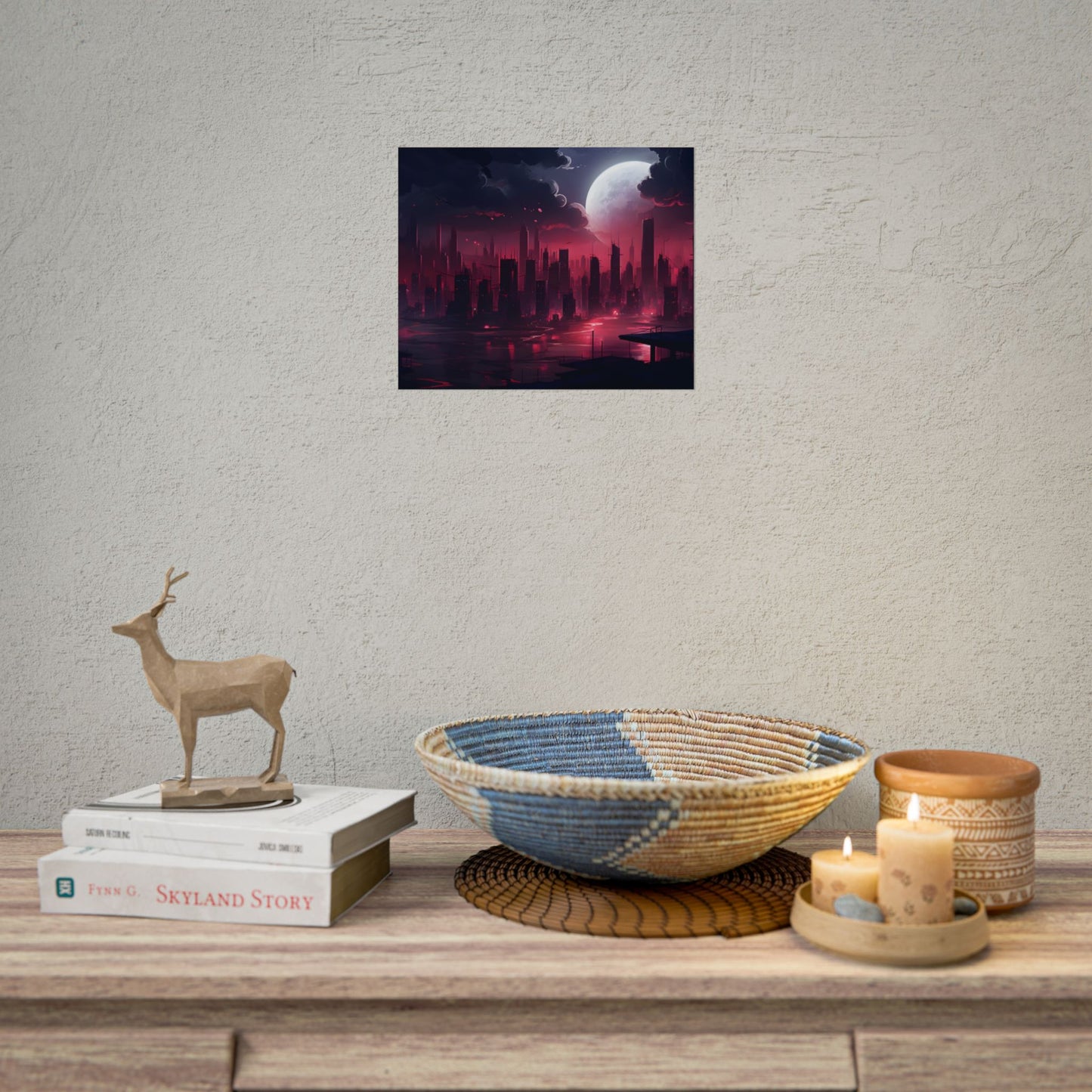 Cyberpunk Night: Burning Cityscape Digital Art - Poster