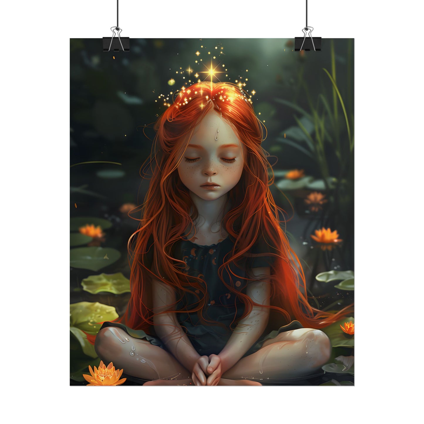 Vibrant Young Girl: Sparkling Red Hair Artwork - Poster