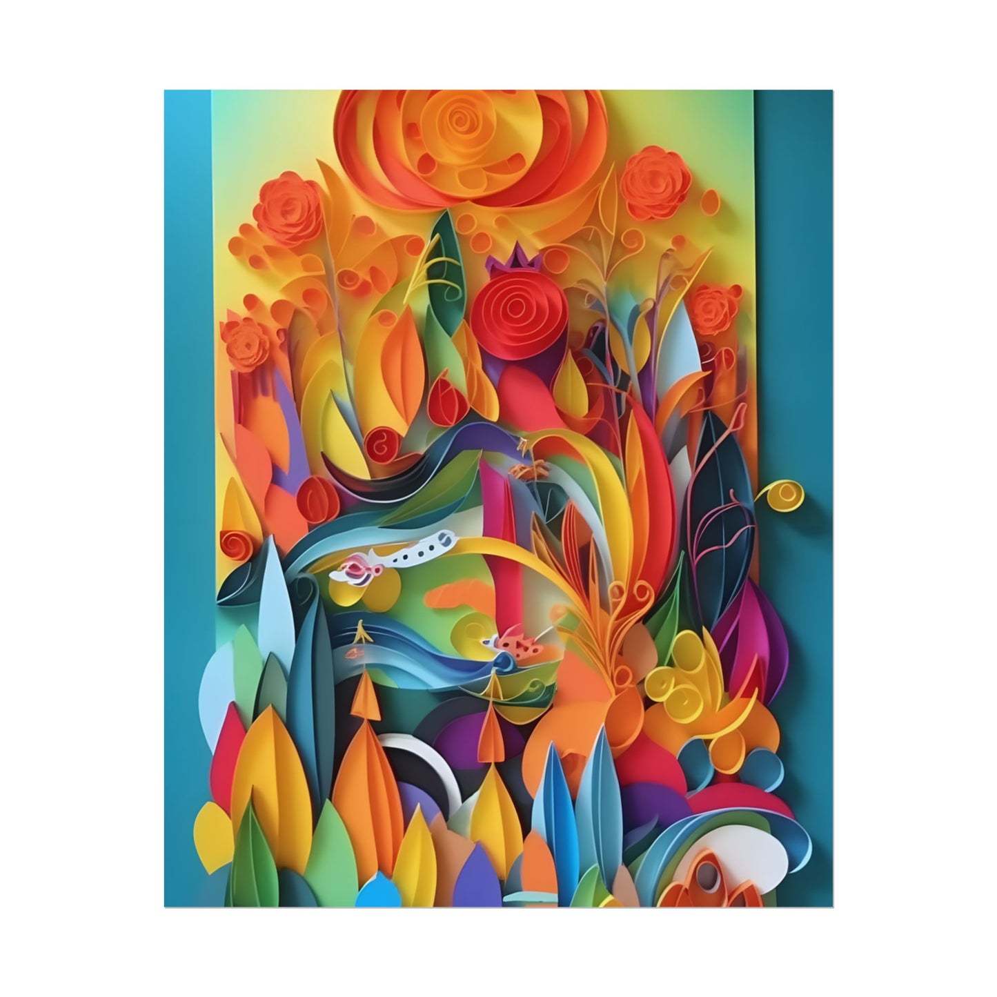 Colorful Quilled Indian Landscape Artwork - Poster