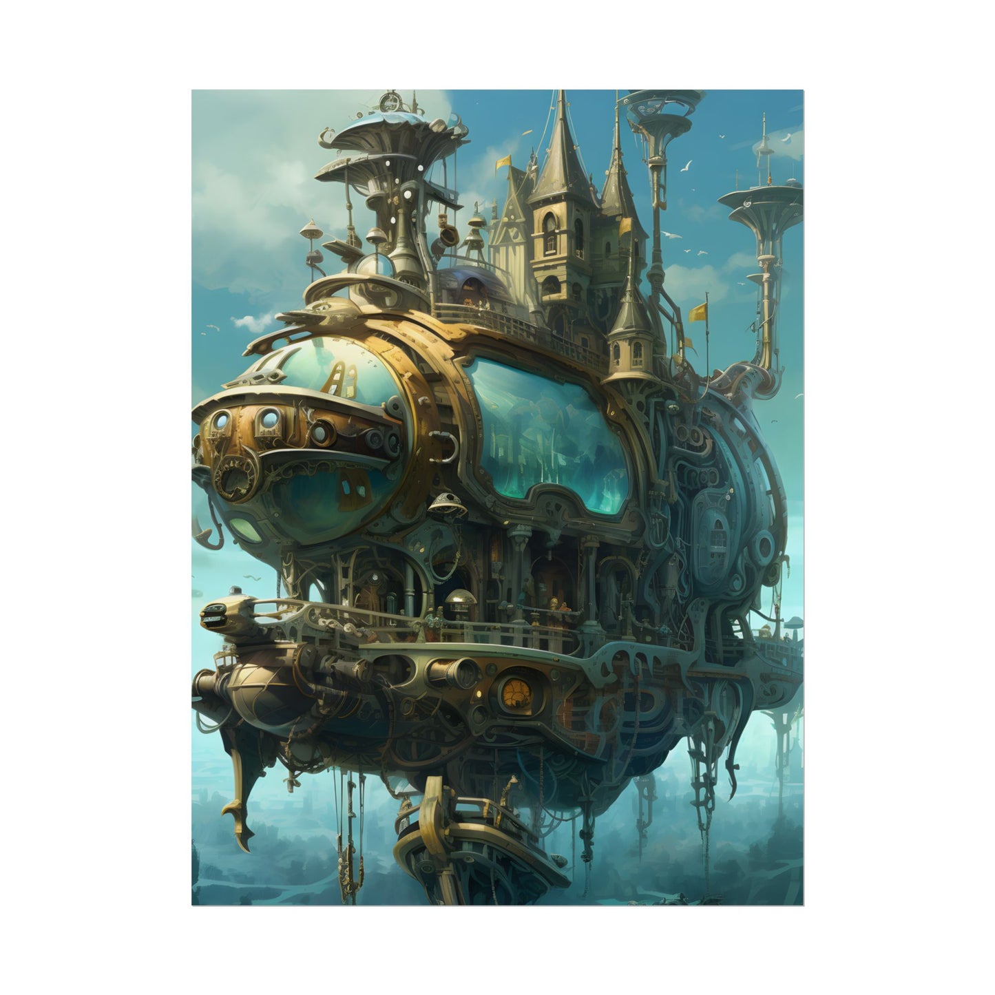 Steampunk Oceanic Adventure: A Crew's Journey Through Mechanical Tides - Poster
