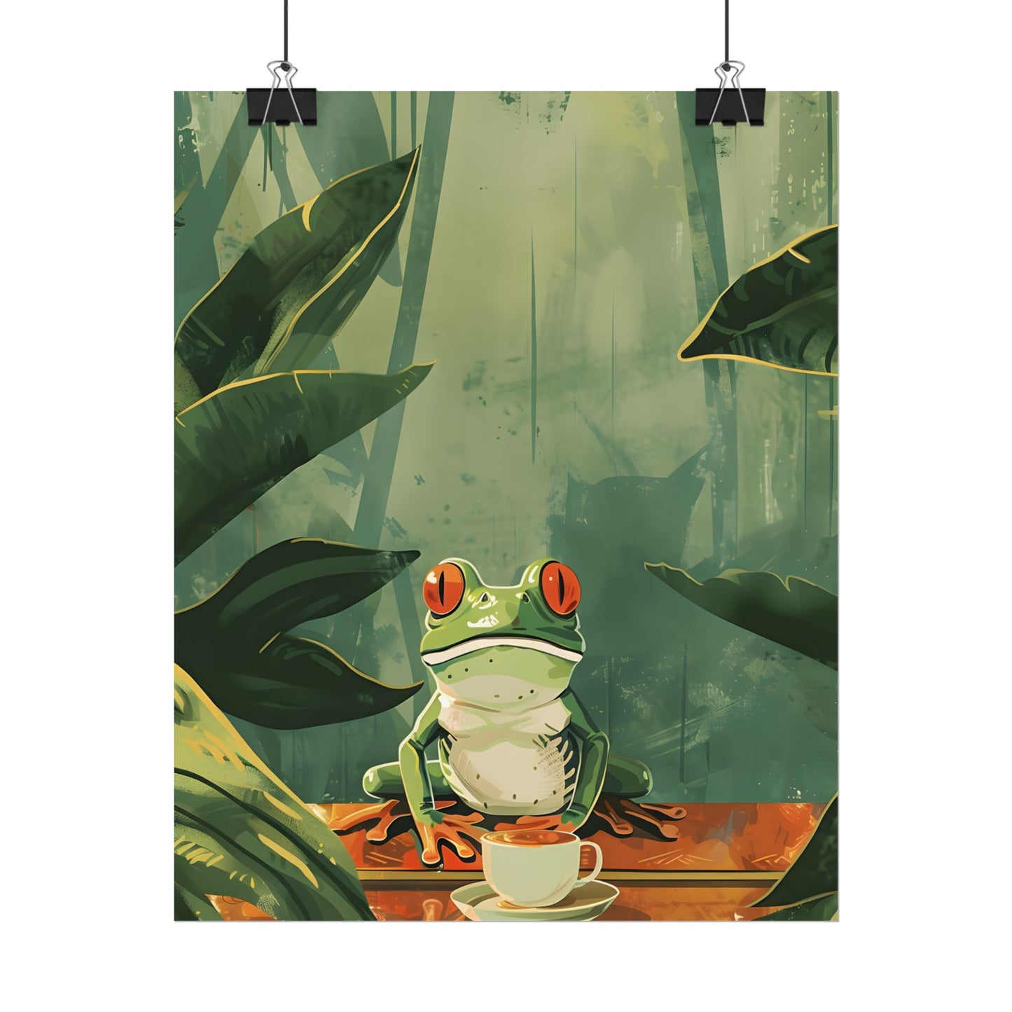 Whimsical Frog Illustration: Tree Branch Artwork - Poster