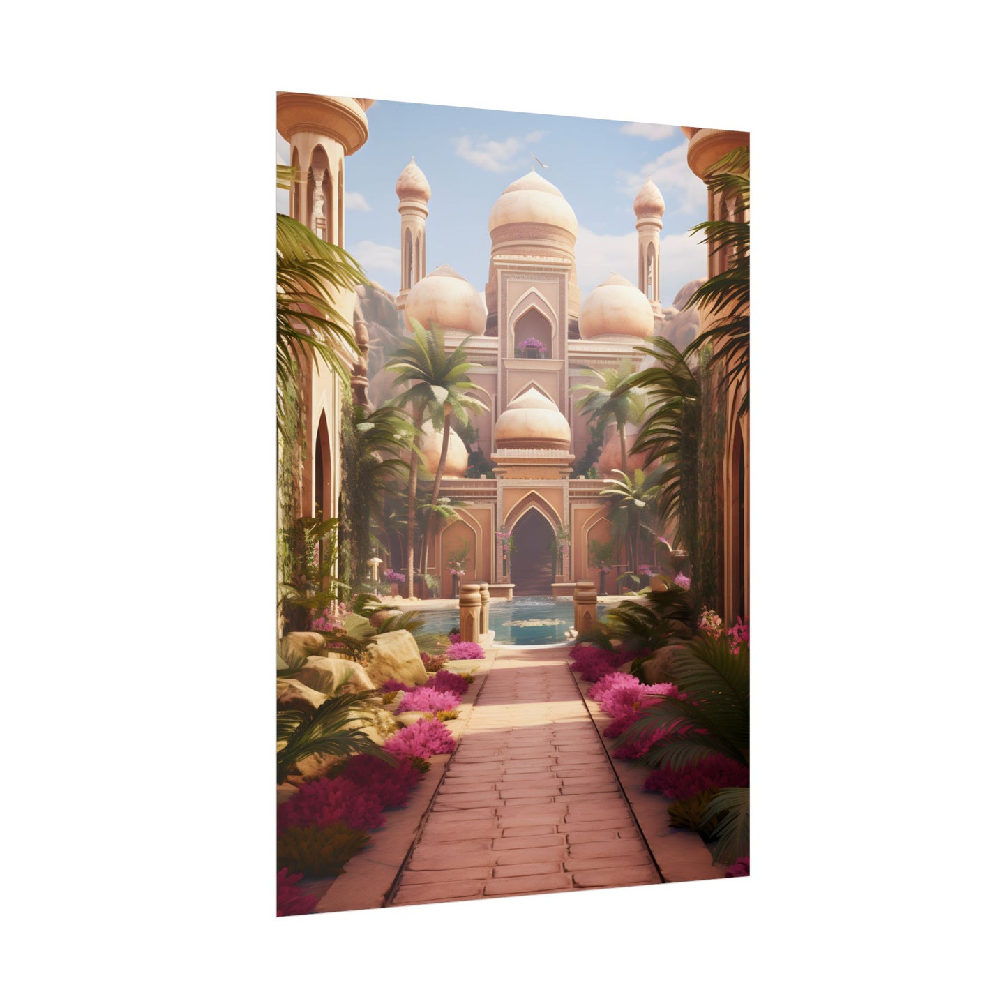 Hidden Arabian Desert Paradise: Serene Oasis Art - Poster