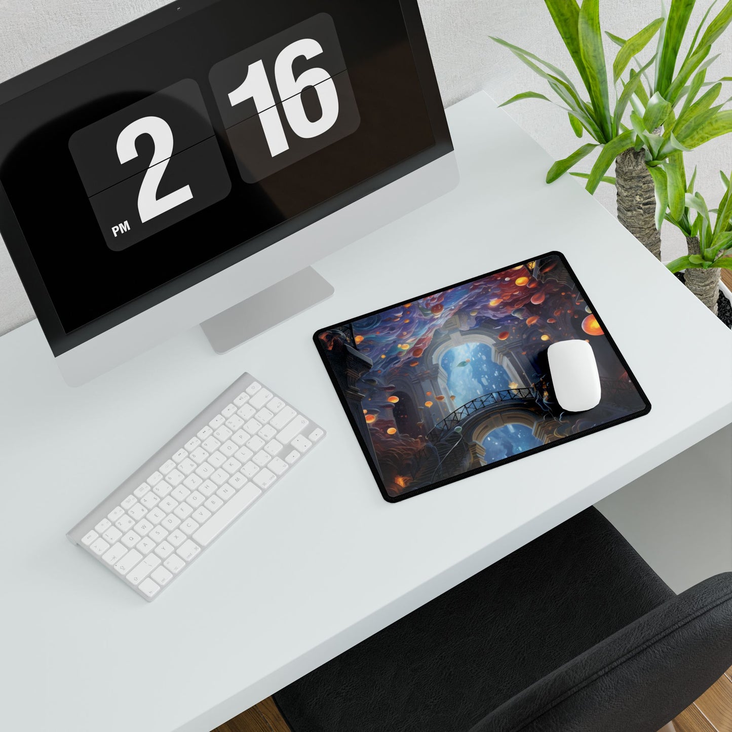 Celestial Art Gallery: Atmospheric Interior Space - Desk Mat