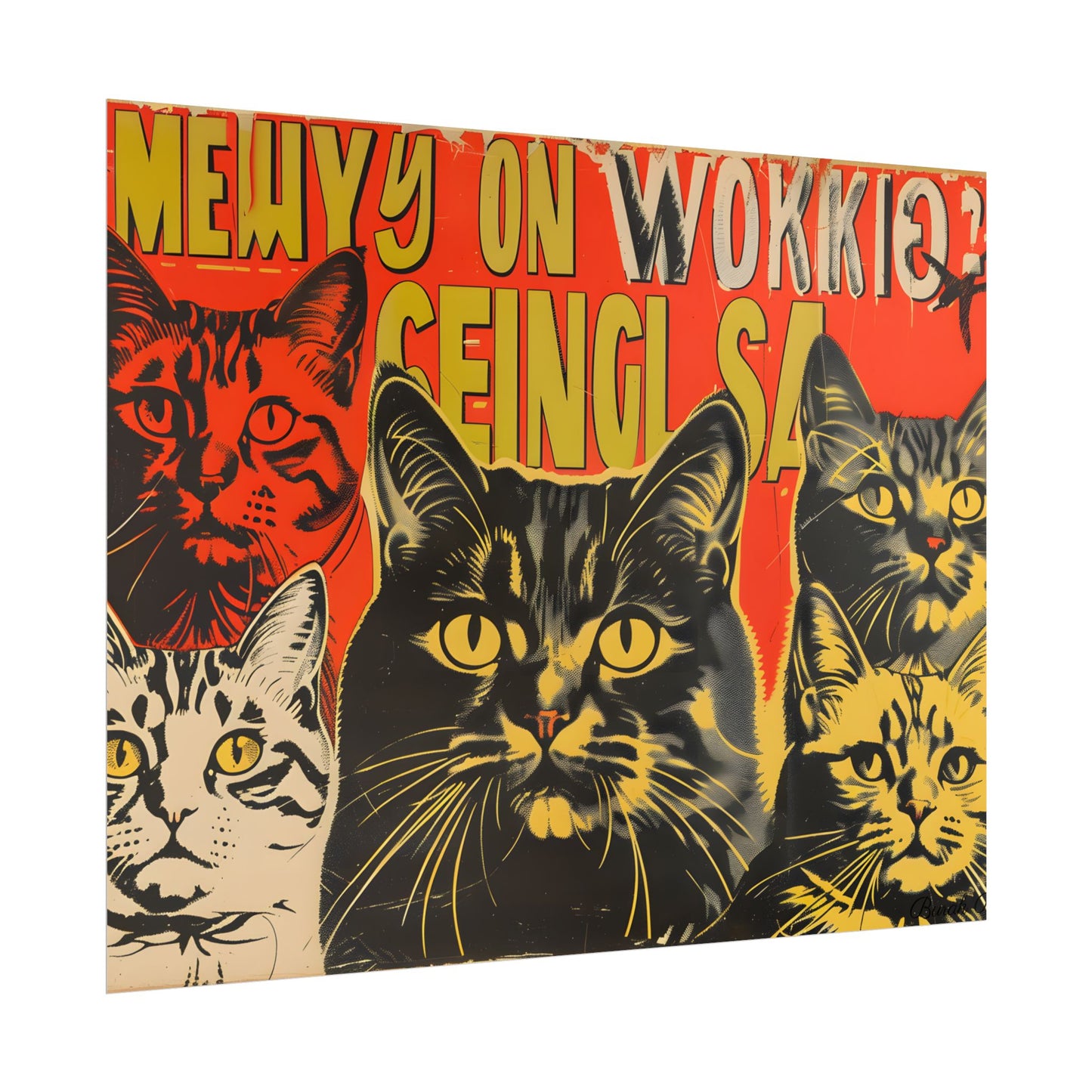 Whisked Away: A Soviet-Inspired Poster Featuring Multiple Feline Friends - Poster