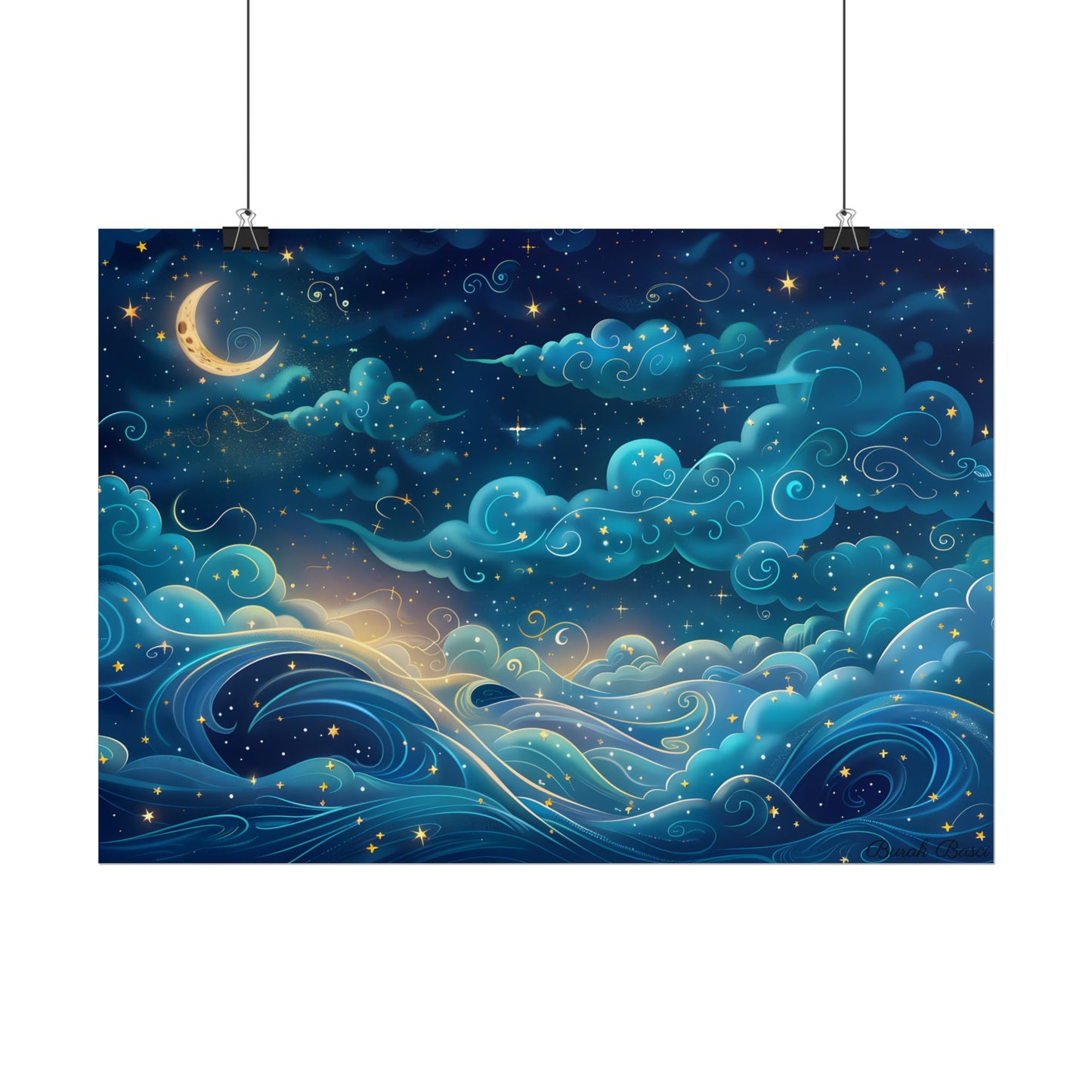 Twinkling Stellar Night Sky: Whimsical Dreamy Artwork - Poster