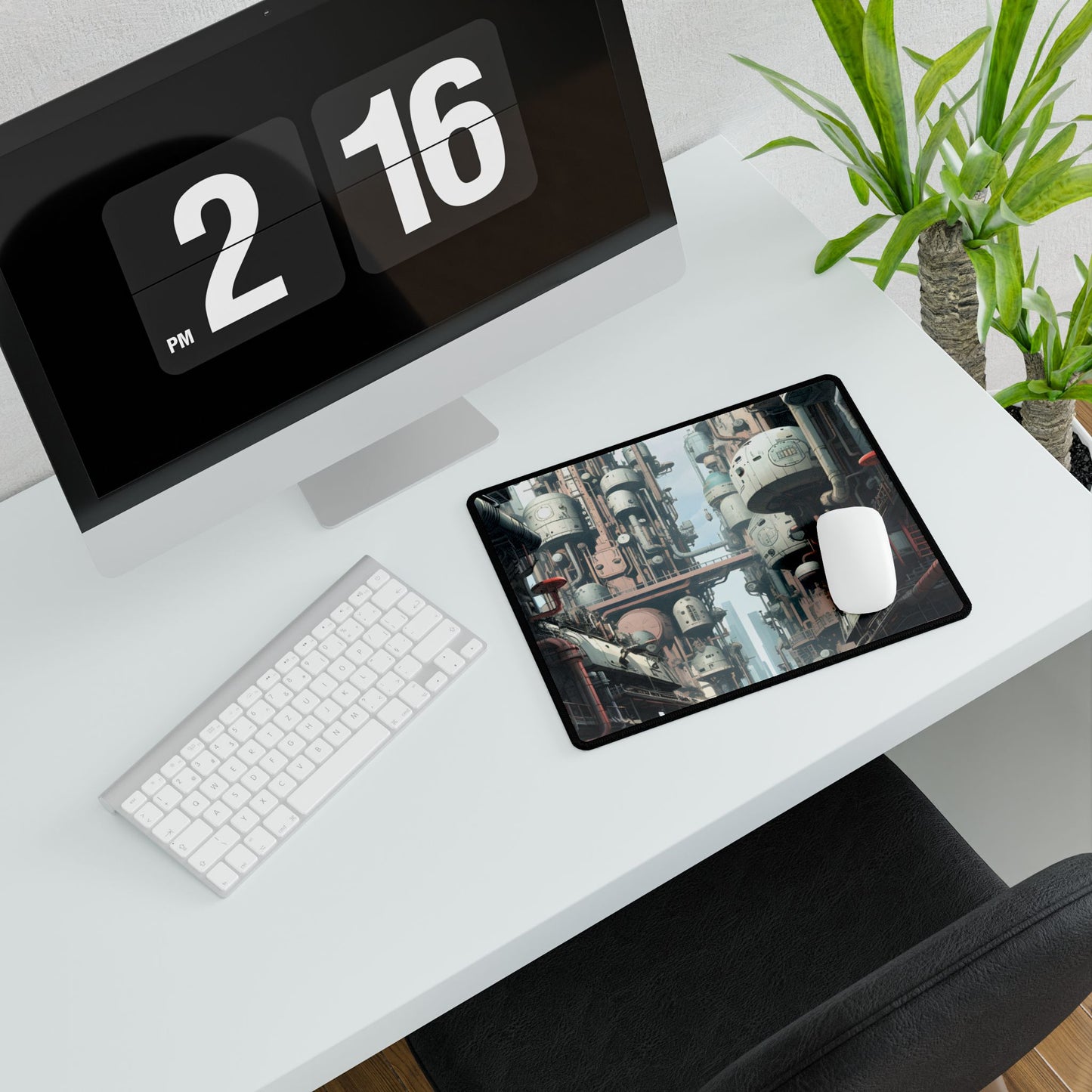 Post-Apocalyptic Metropolis: Forgotten Industrial Hub - Desk Mat