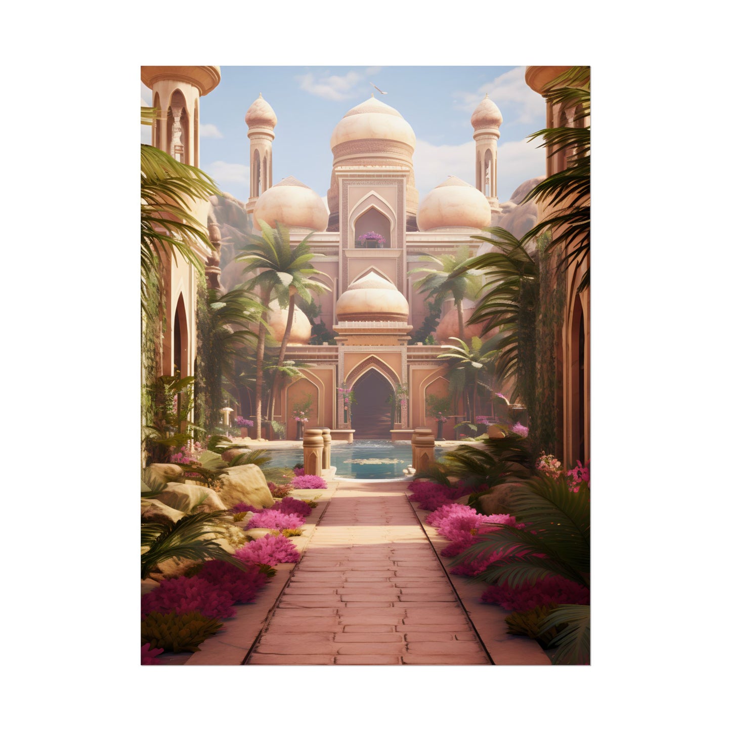Hidden Arabian Desert Paradise: Serene Oasis Art - Poster