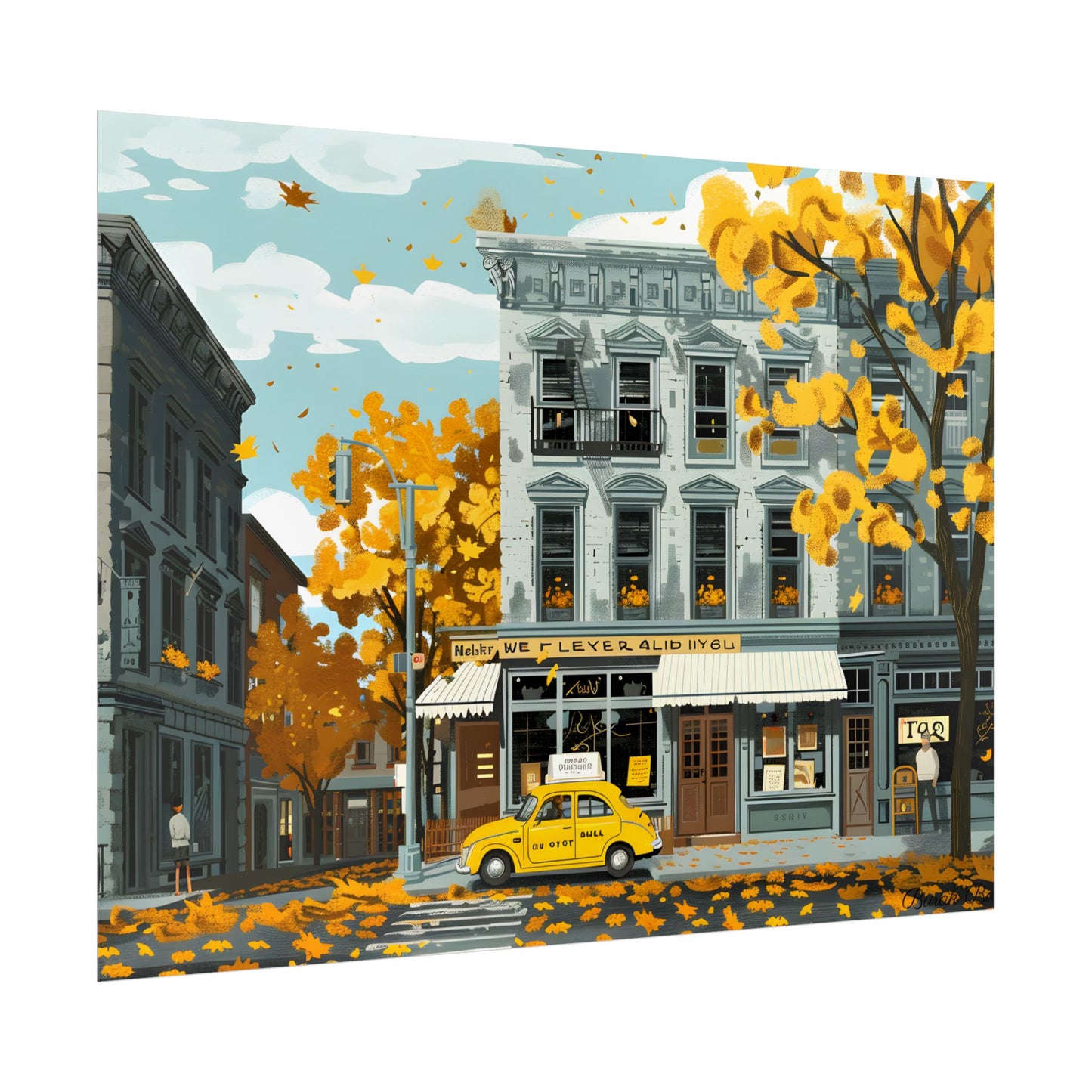 Whimsical Yellow Building: Ornate Illustration Artwork - Poster
