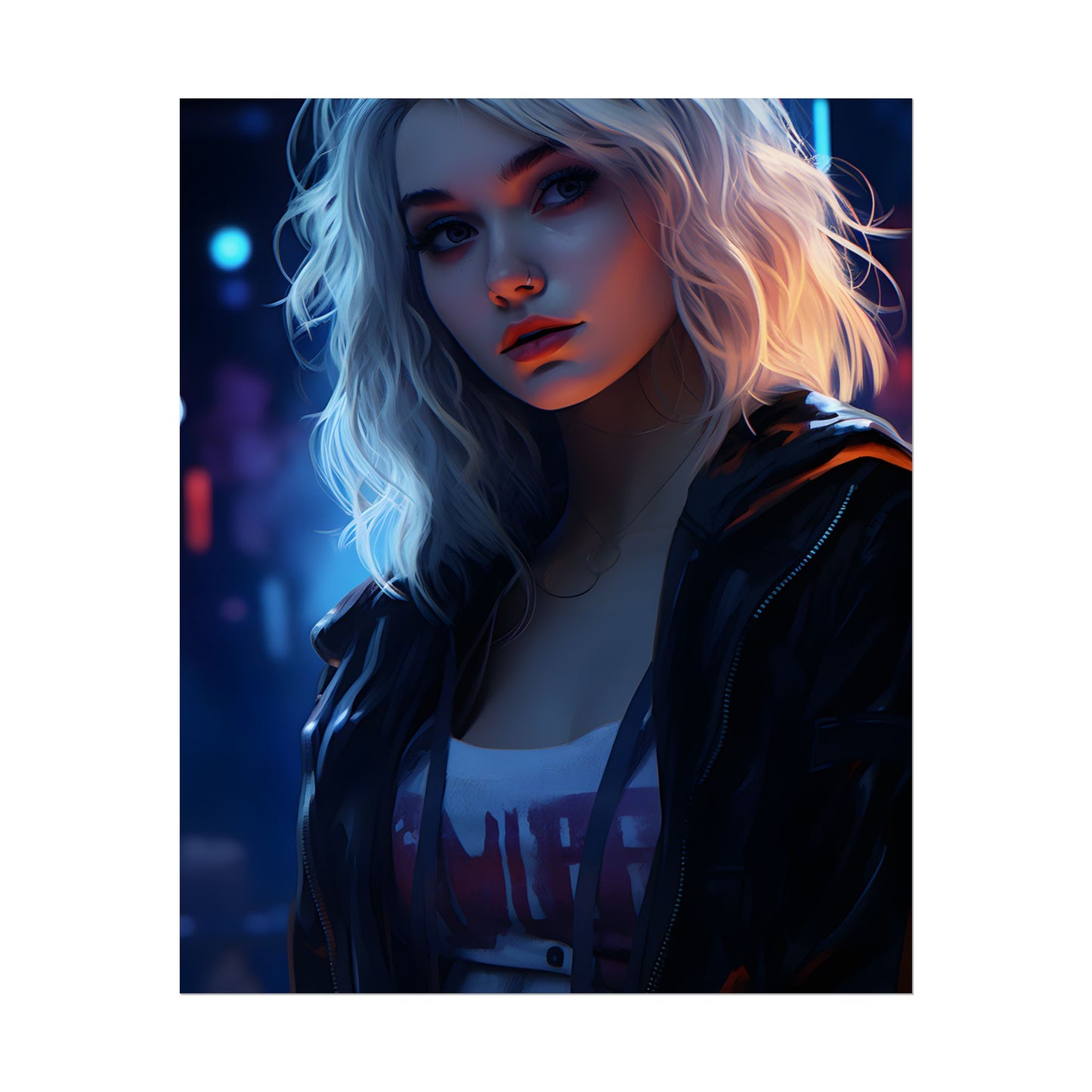 Blonde Portrait: A Teen's Cyberpunk Moment - Poster