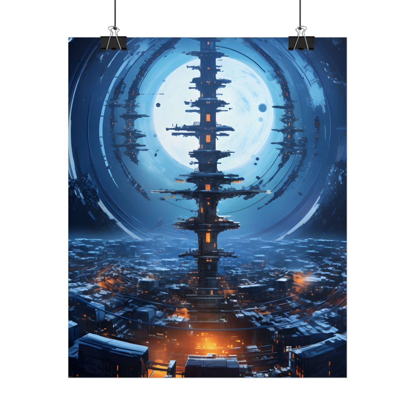 Aetherial Space Station: Low Earth Orbit Digital Art - Poster