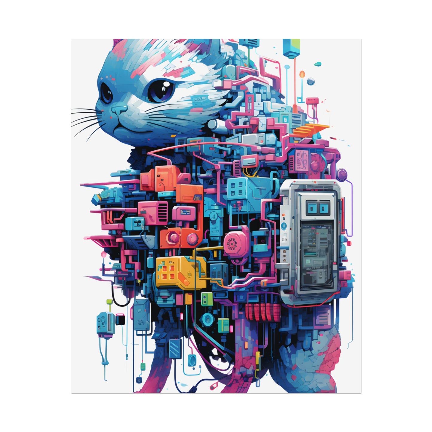 Whimsical Pixelated Cyber Pet: Retro-Style Digital Art - Poster