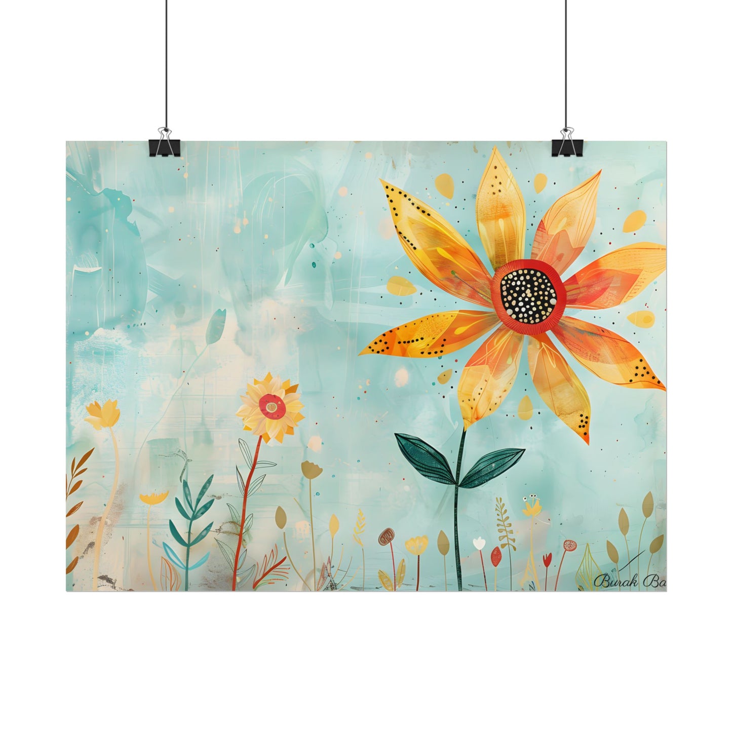 Blooming Growth: Whimsical Flower with Mindset Message Art - Poster