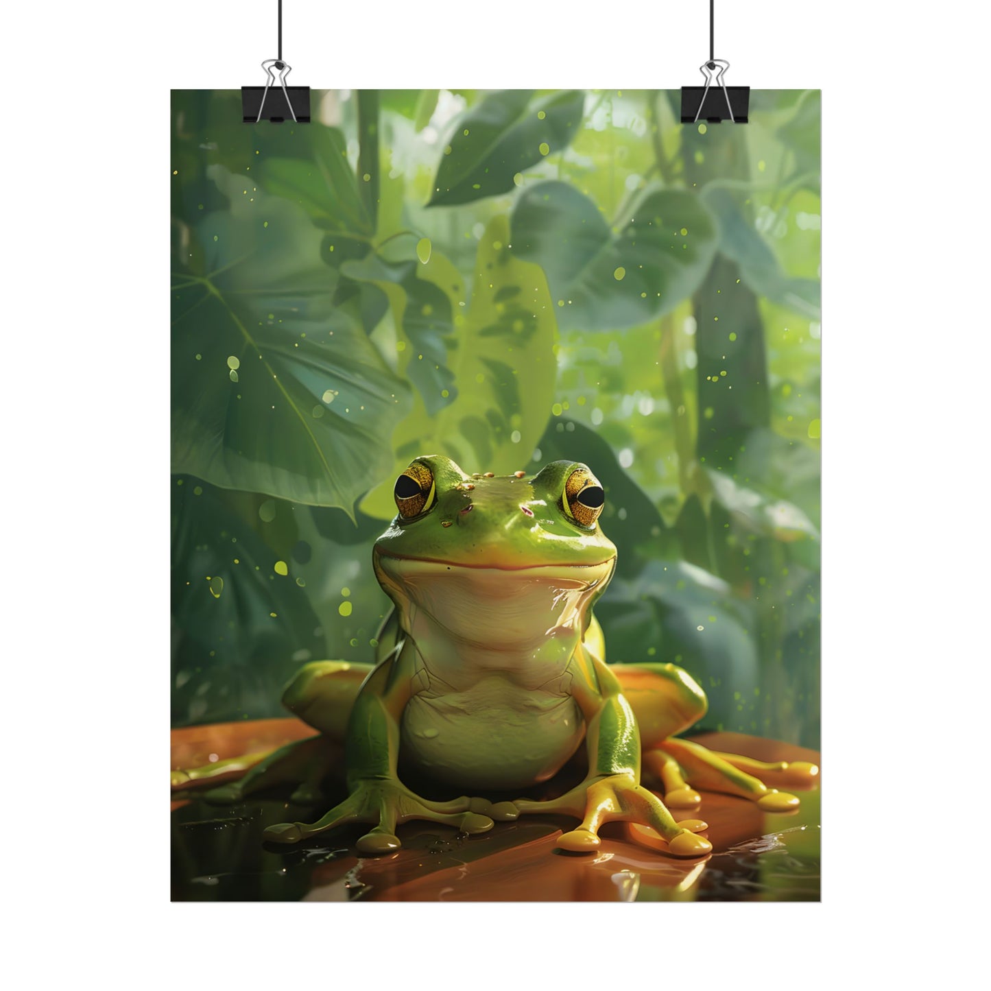 Whimsical Frog Oasis: A Peaceful Lily Pad Scene - Poster