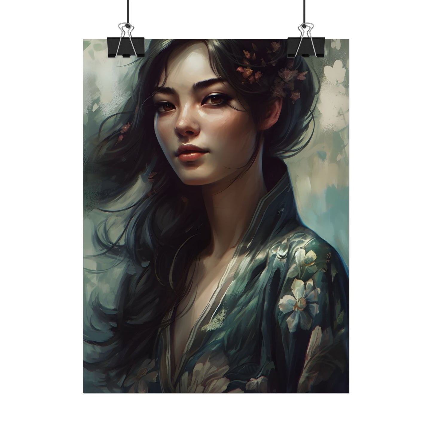 Astonishing Realistic Brown Hair Female Portrait: Studio Artwork - Poster