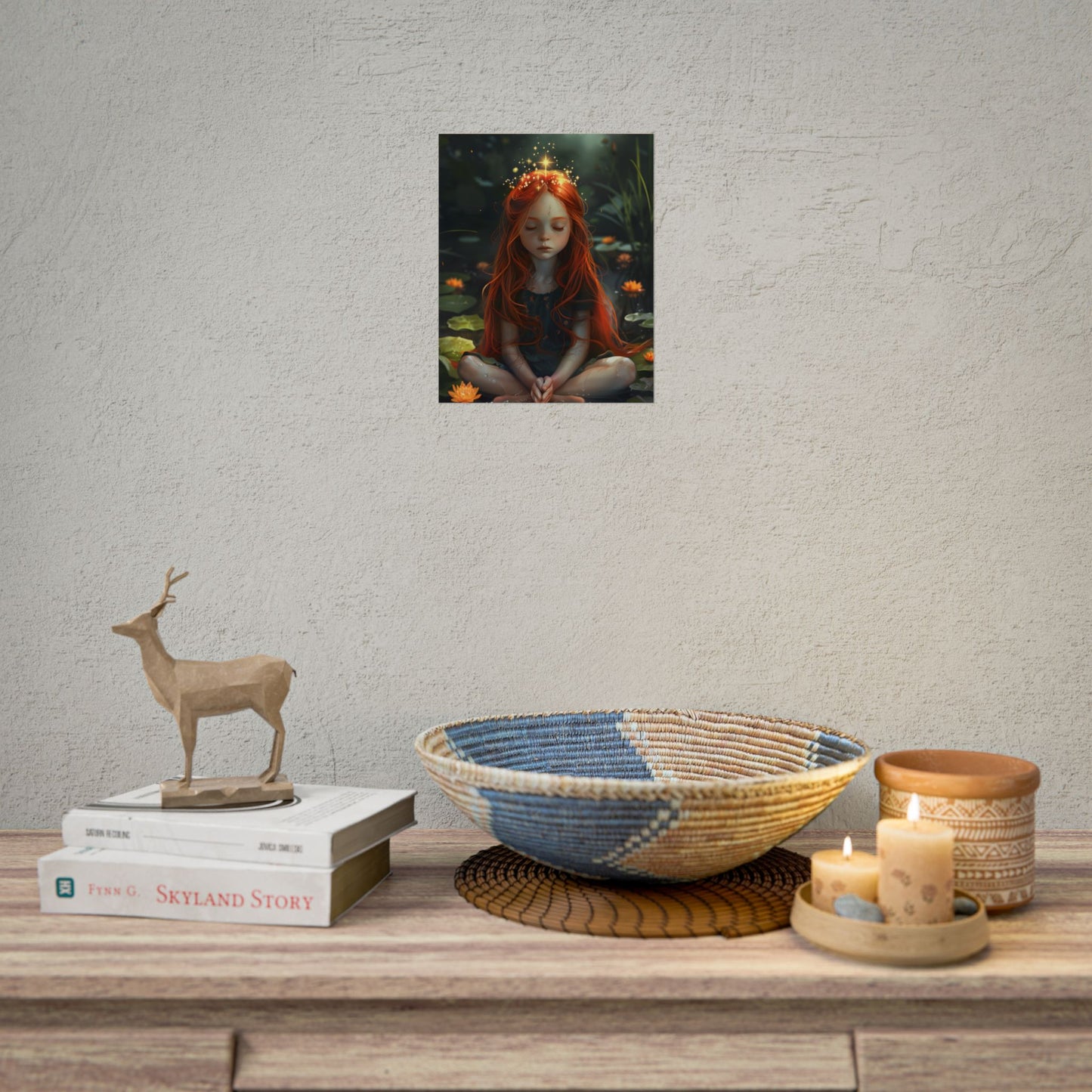 Vibrant Young Girl: Sparkling Red Hair Artwork - Poster