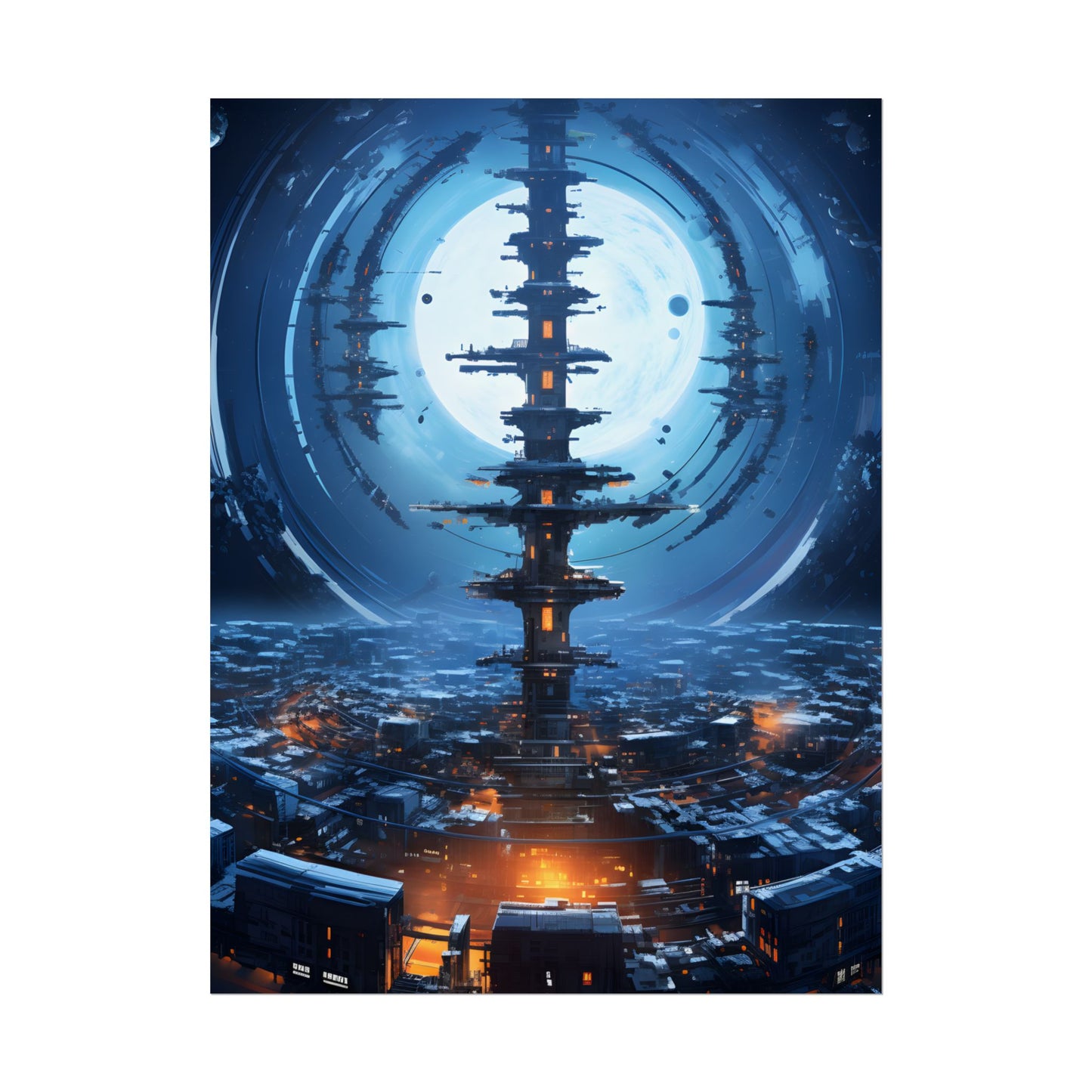 Aetherial Space Station: Low Earth Orbit Digital Art - Poster