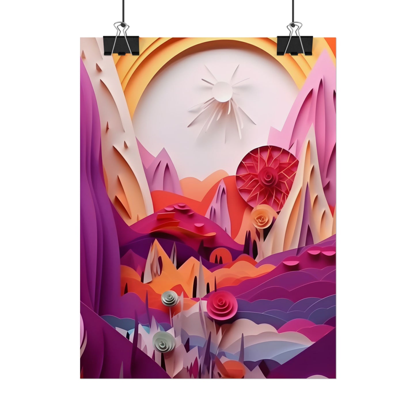 Vibrant Desert Oasis: Portrait Landscape Art Print - Poster