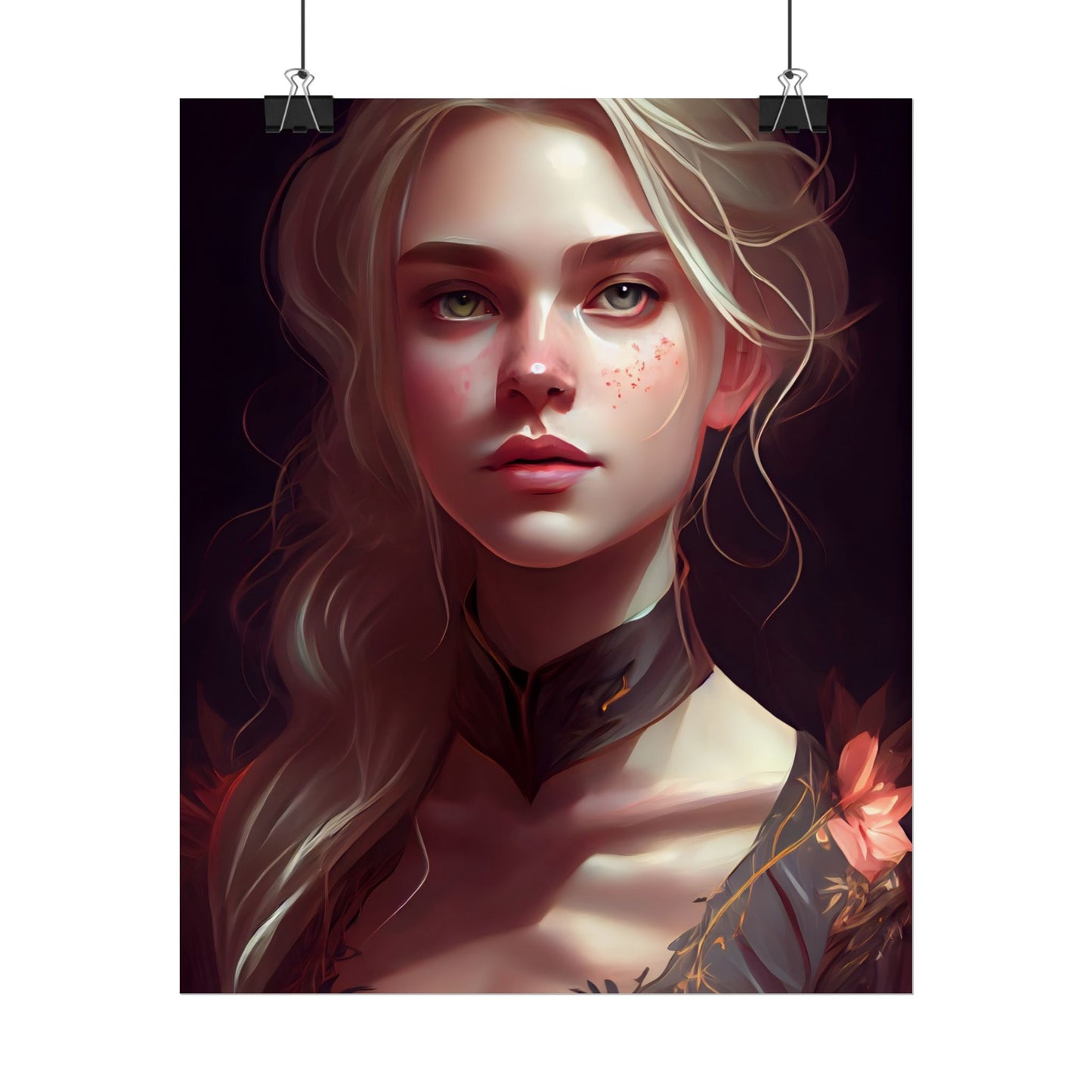Astonishing Blonde Portrait: Artistic Beauty in Darkness - Poster
