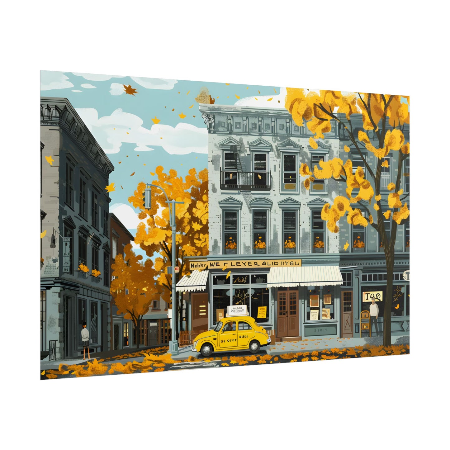 Whimsical Yellow Building: Ornate Illustration Artwork - Poster