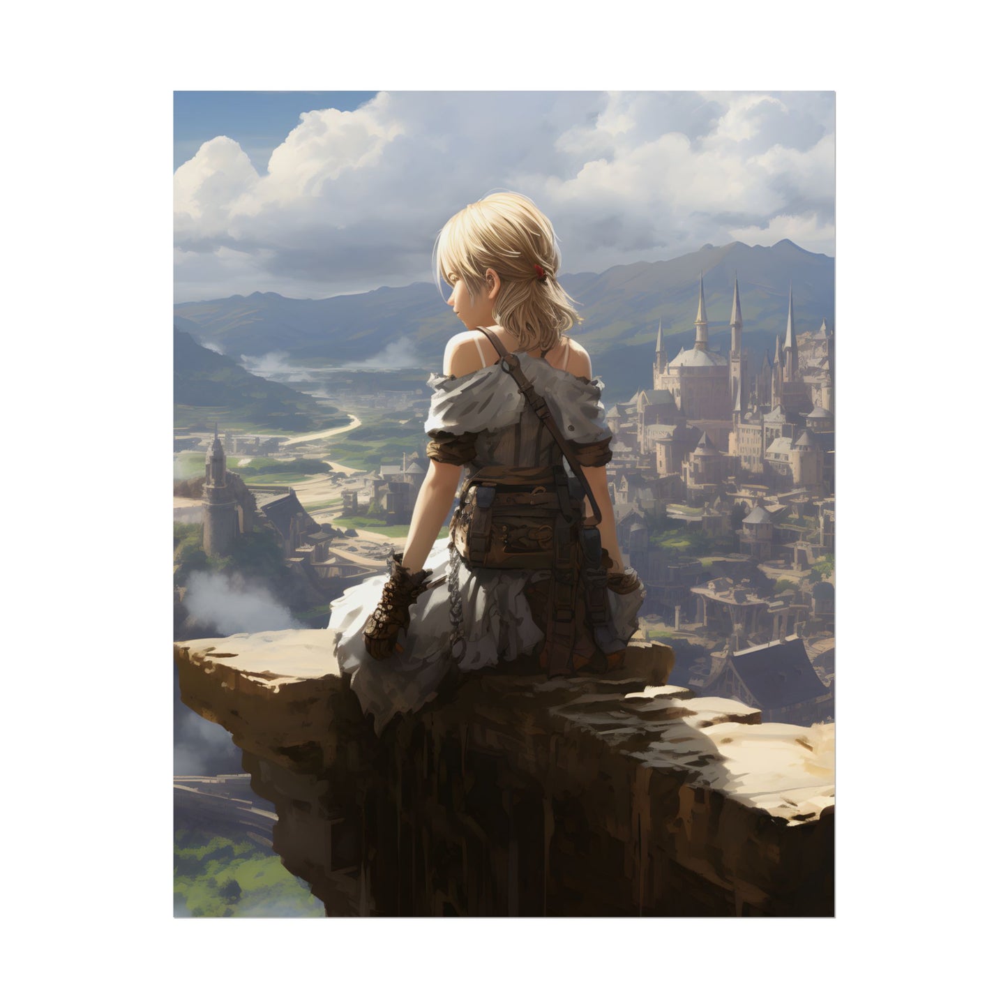 Anime Dreams: Flying Blonde Digital Artwork - Poster
