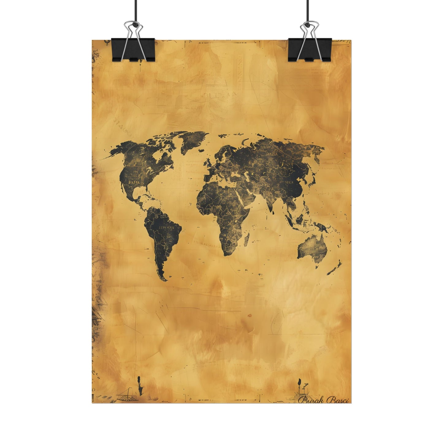 Vintage World Map: Decorative Art Piece - Poster