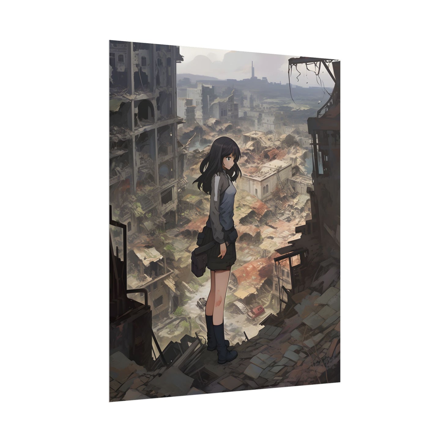 Dramatic Anime Scene: Detailed Bird's Eye View - Poster
