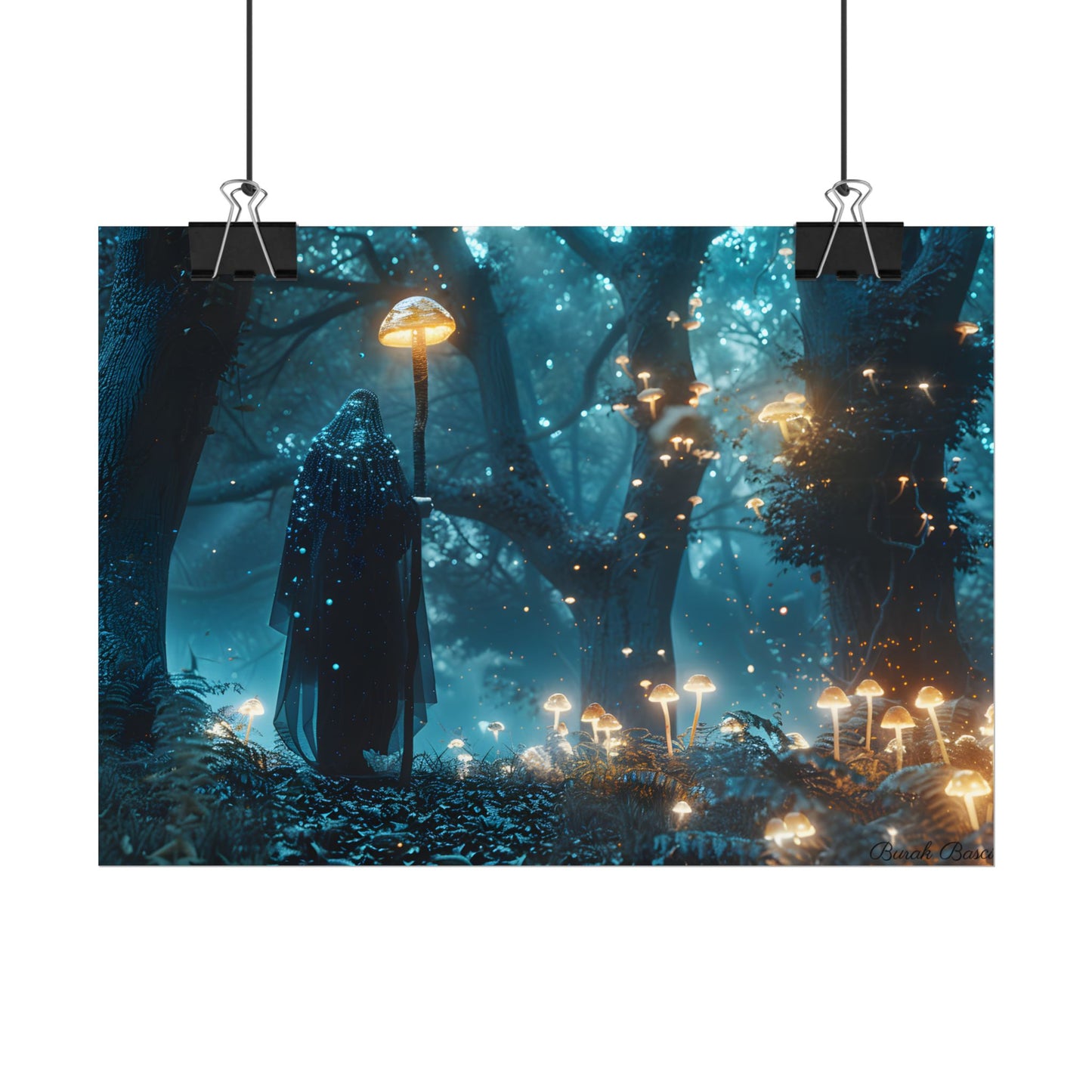 Whispers of Ancient Magic in a Moonlit Mystical Forest - Poster