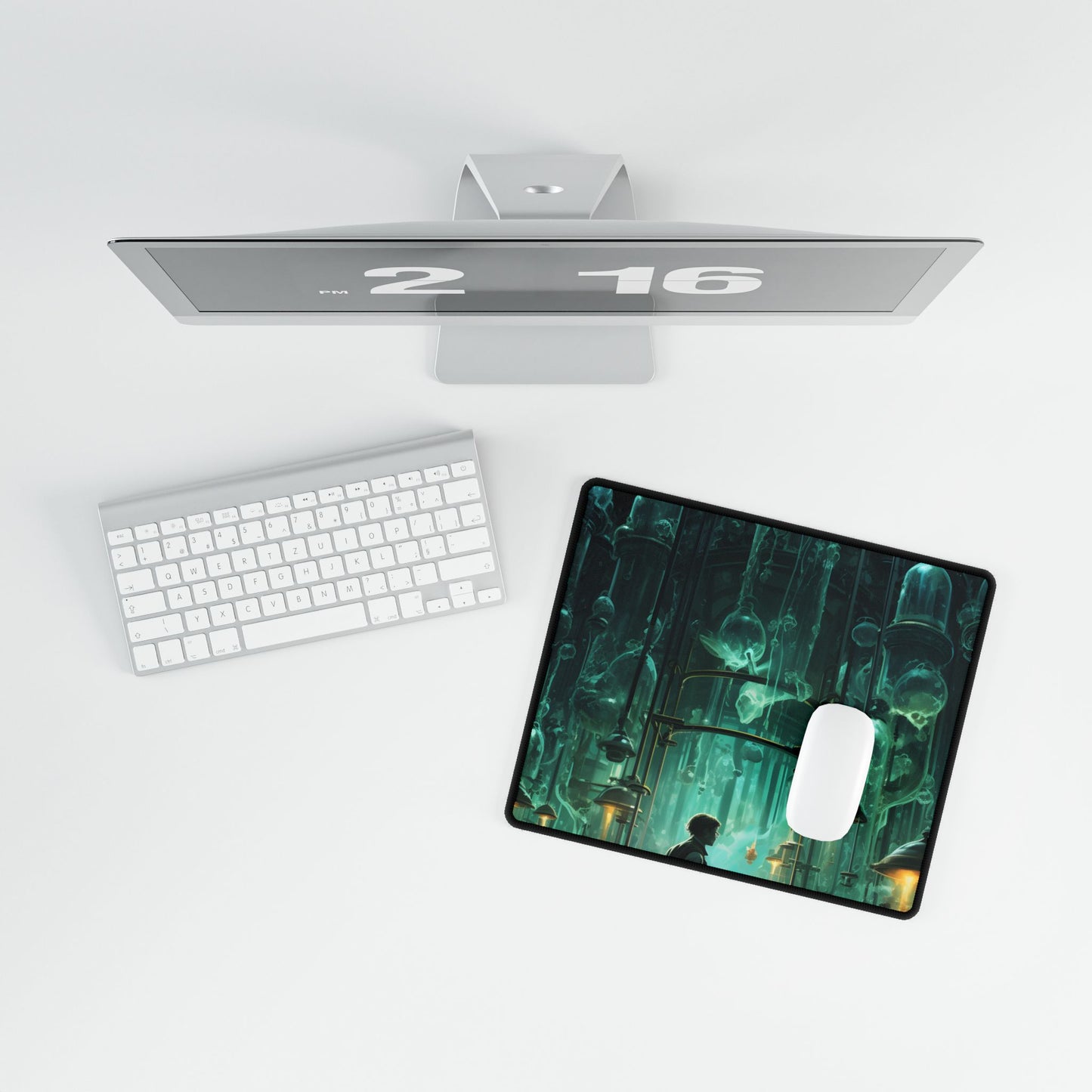 Mysterious Lab Scene: Scientific Research Artwork - Desk Mat