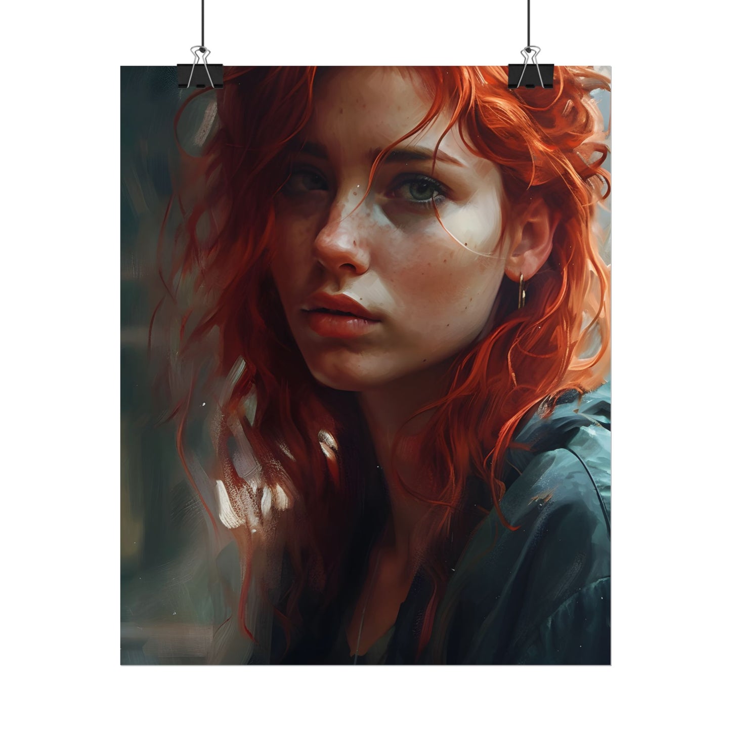 Astonishing Redhead Portrait: Realistic Artwork - Poster