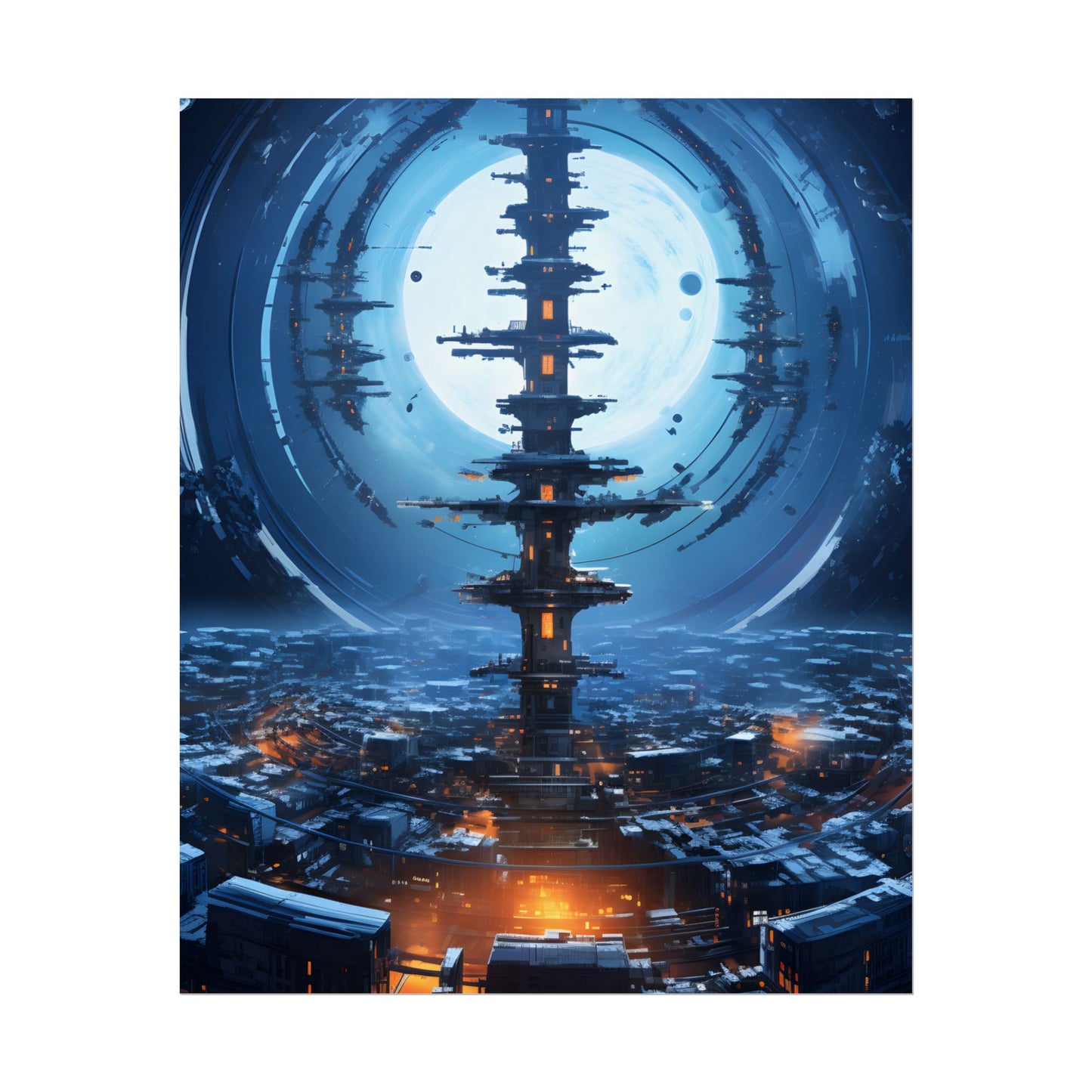 Aetherial Space Station: Low Earth Orbit Digital Art - Poster