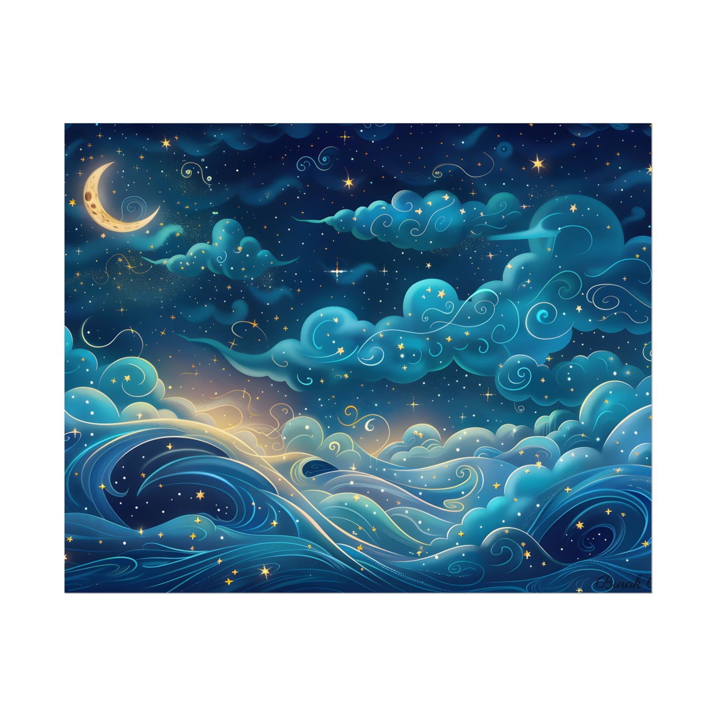 Twinkling Stellar Night Sky: Whimsical Dreamy Artwork - Poster