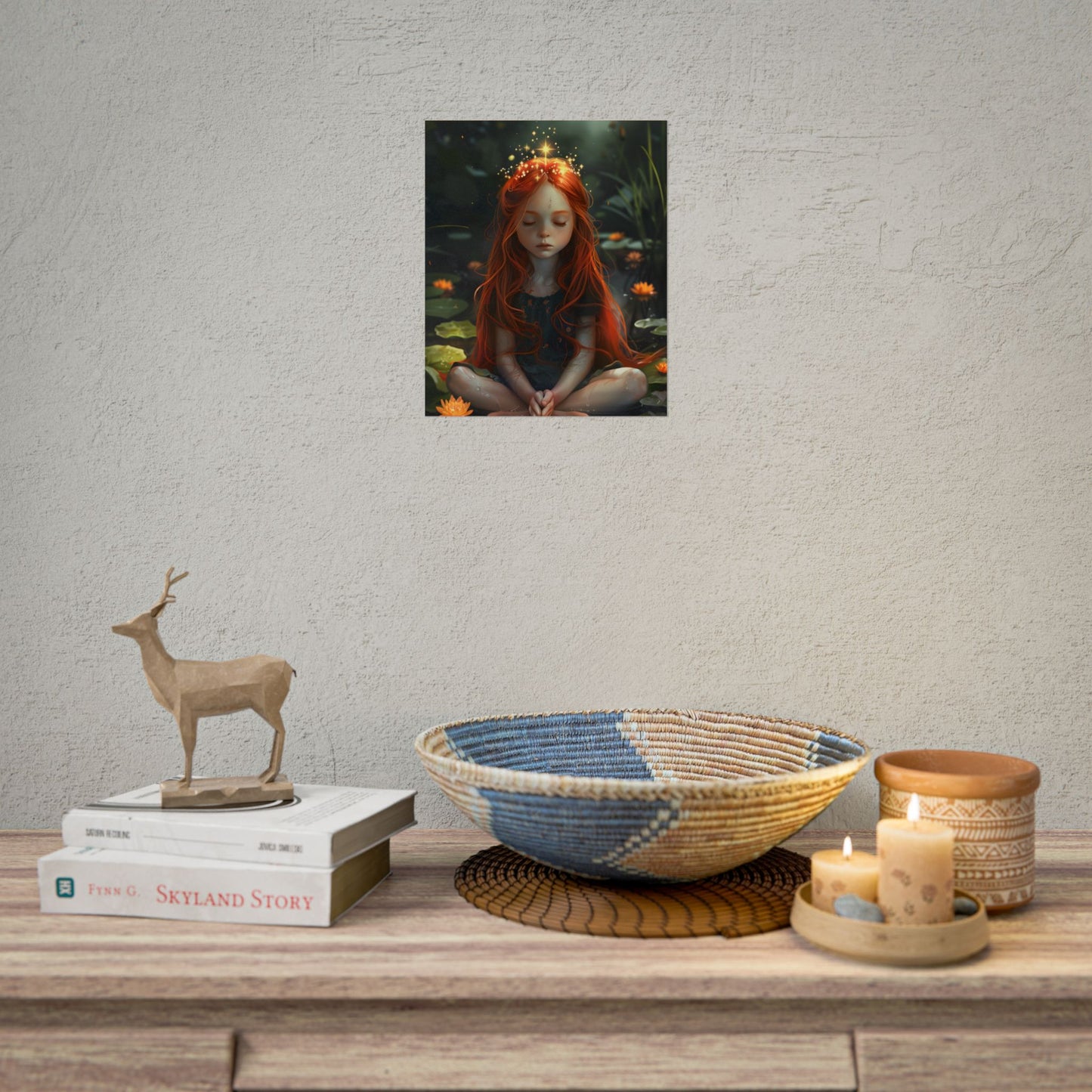 Vibrant Young Girl: Sparkling Red Hair Artwork - Poster