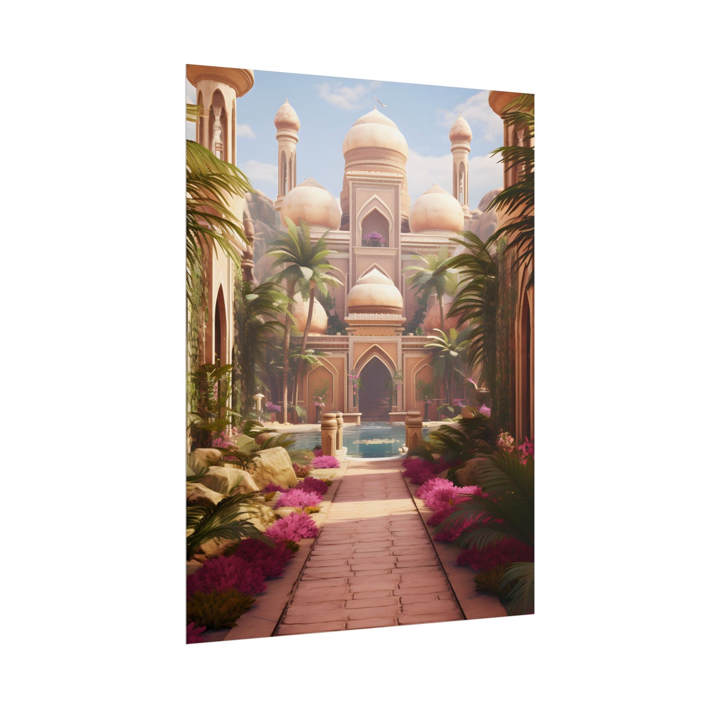 Hidden Arabian Desert Paradise: Serene Oasis Art - Poster