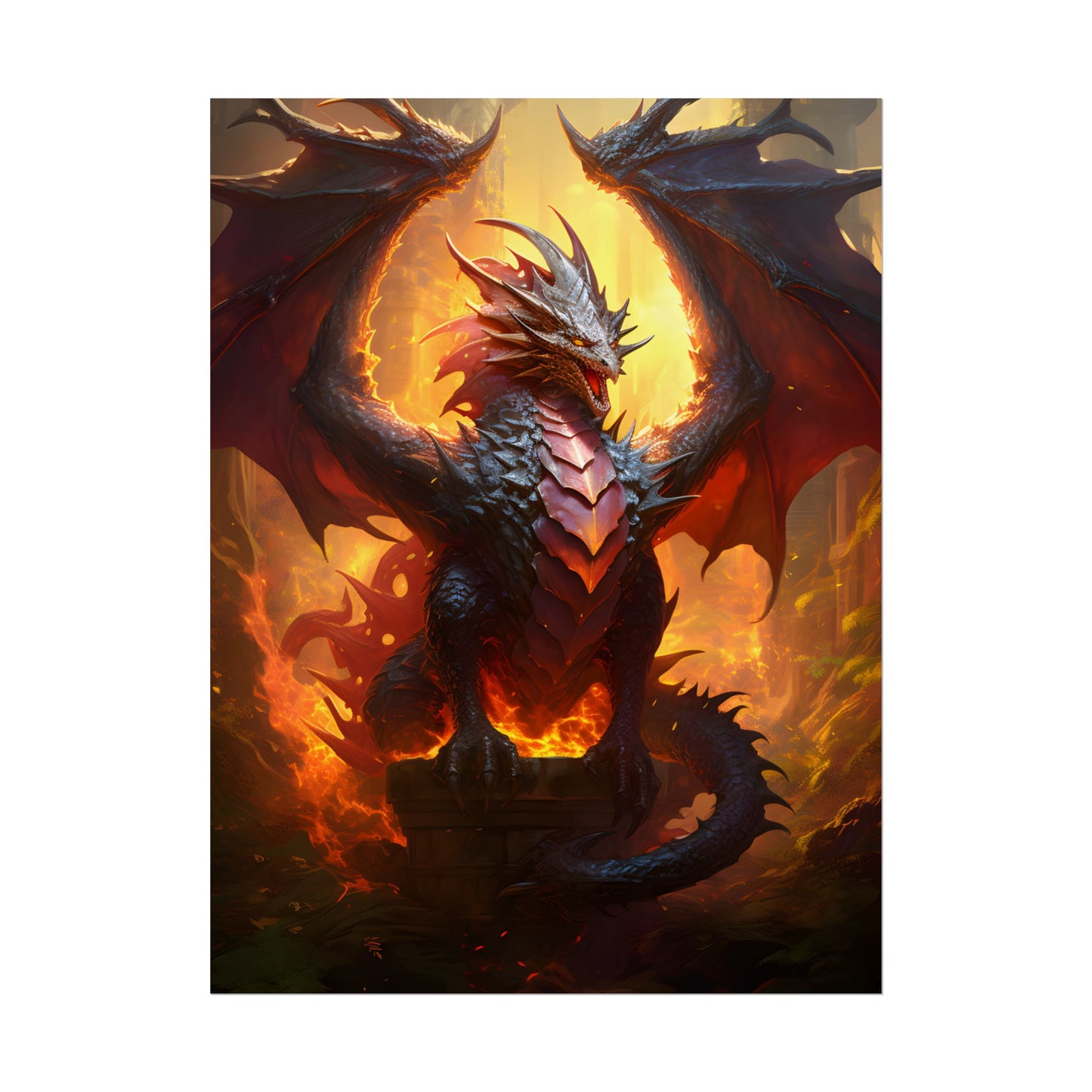 Fantasy Dragon's Treasure Hoard: Ancient Artwork - Poster